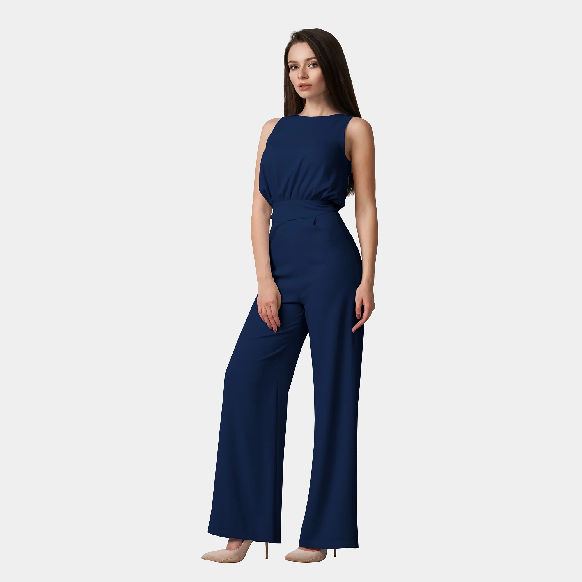 Solid Navy Blue Color Plain Georgette Fabric - Image 5