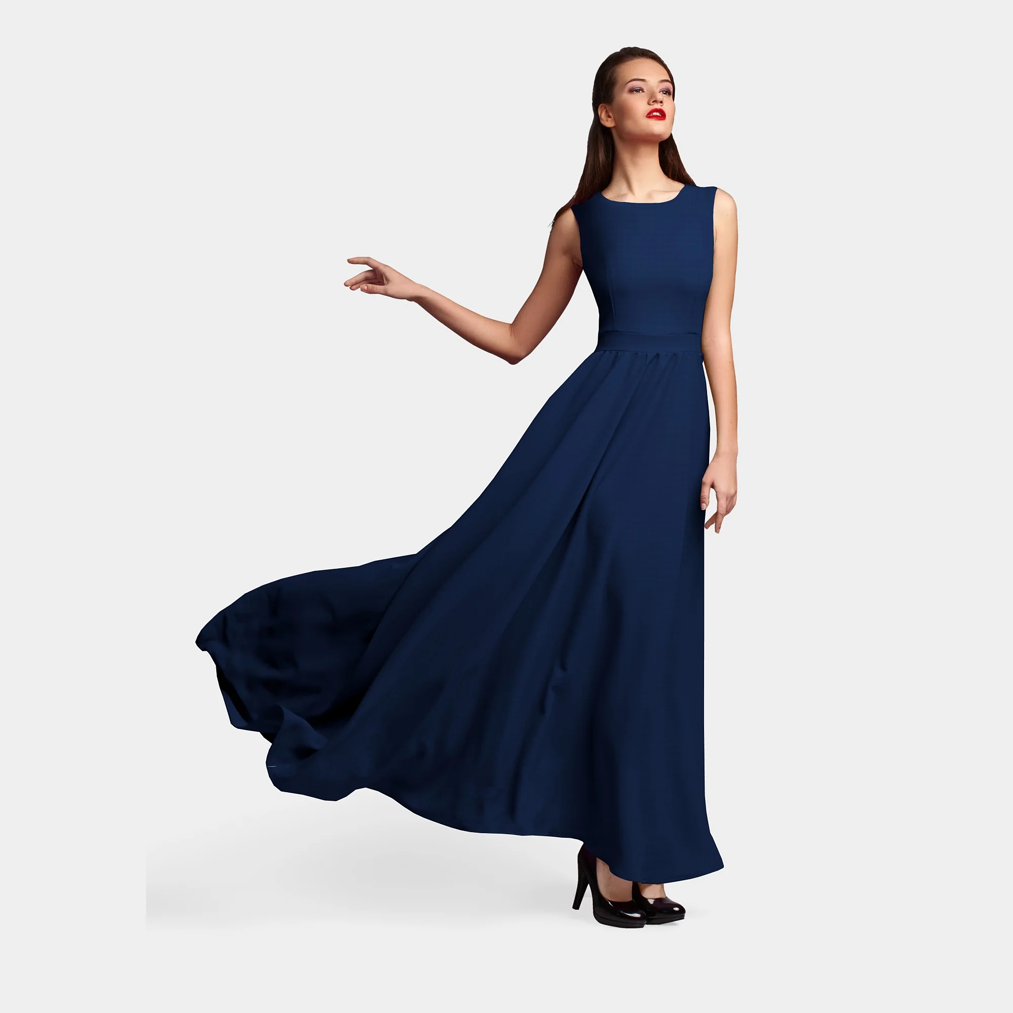 Solid Navy Blue Color Plain Georgette Fabric - Image 6