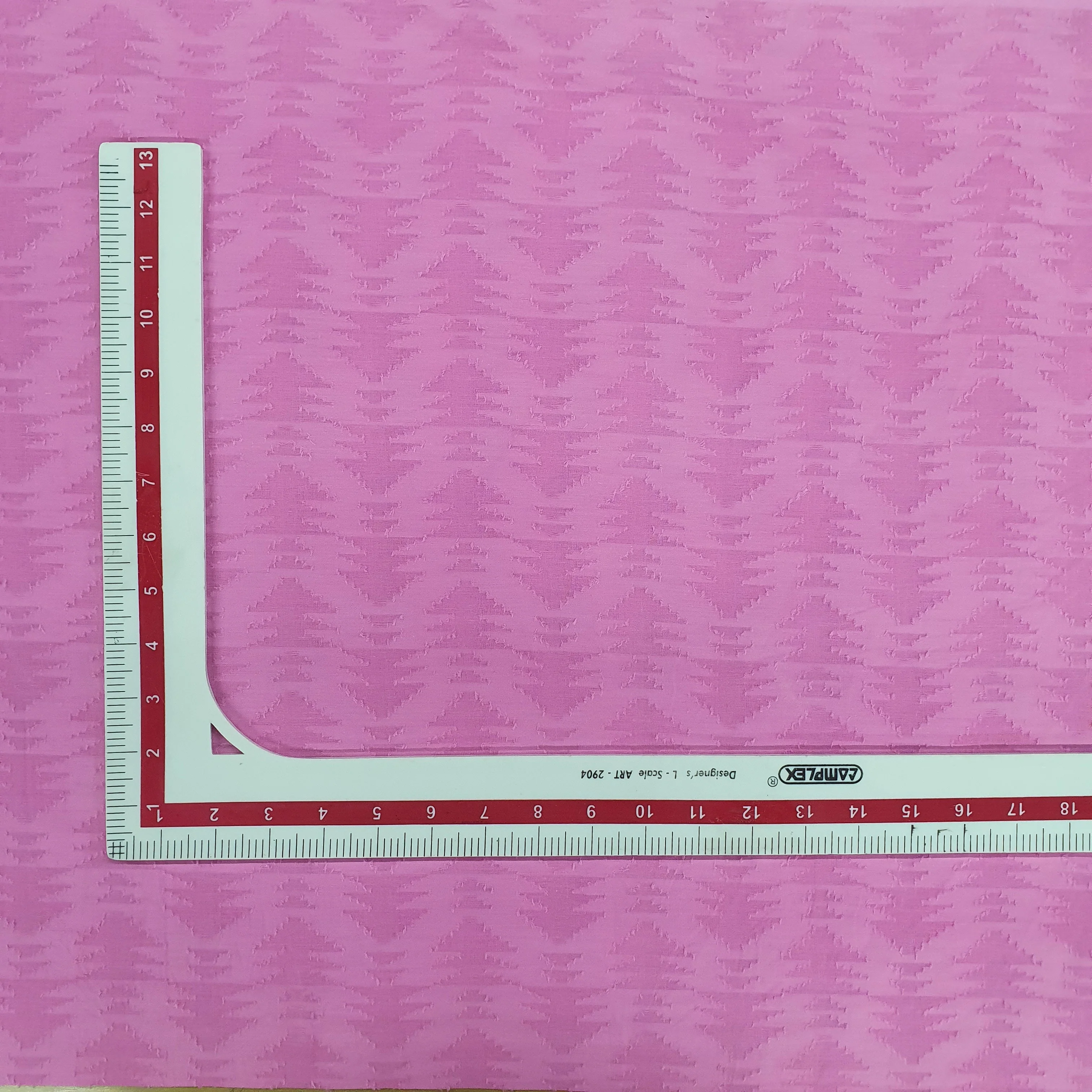 Pink Solid Jacquard Cotton Fabric - Image 3