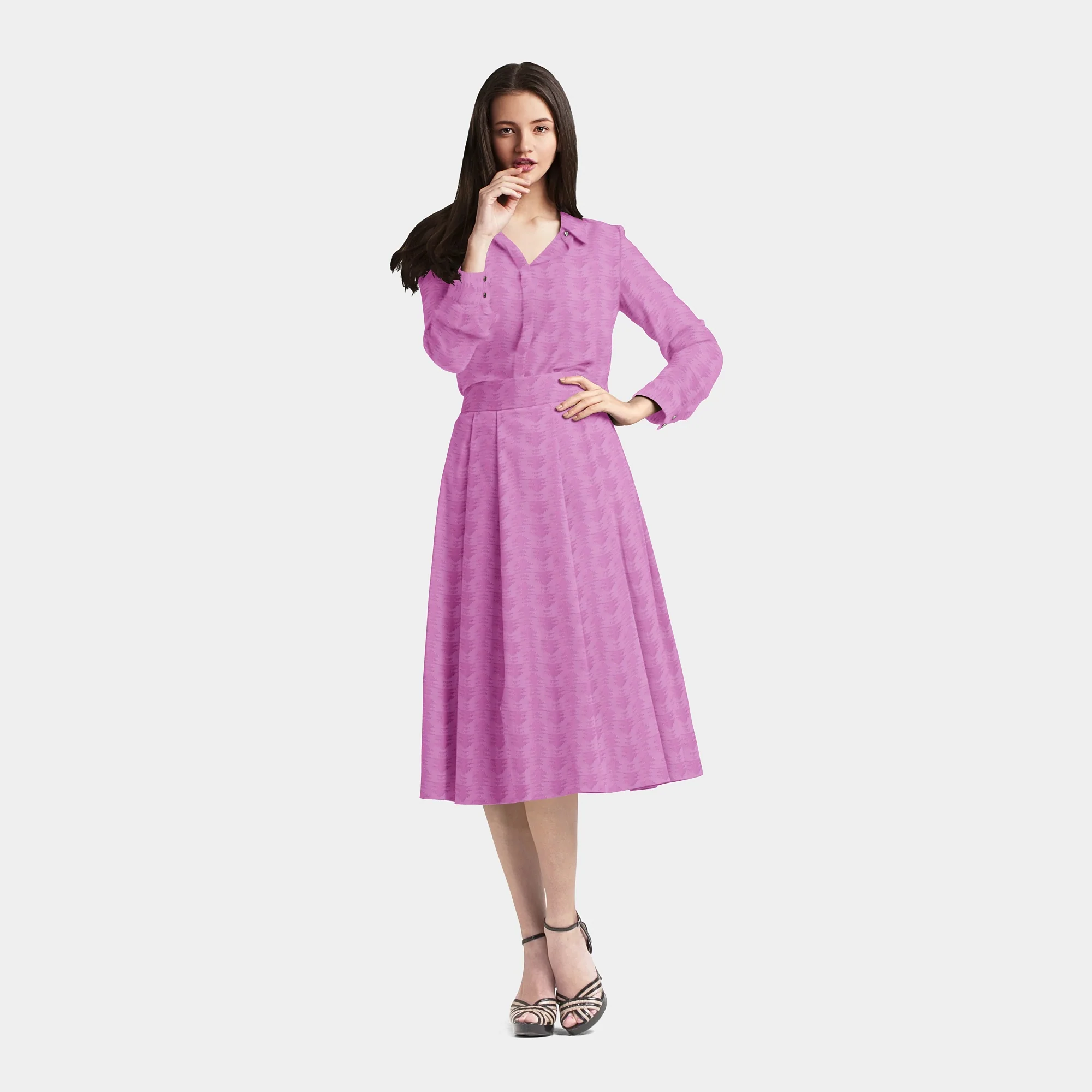 Pink Solid Jacquard Cotton Fabric - Image 5