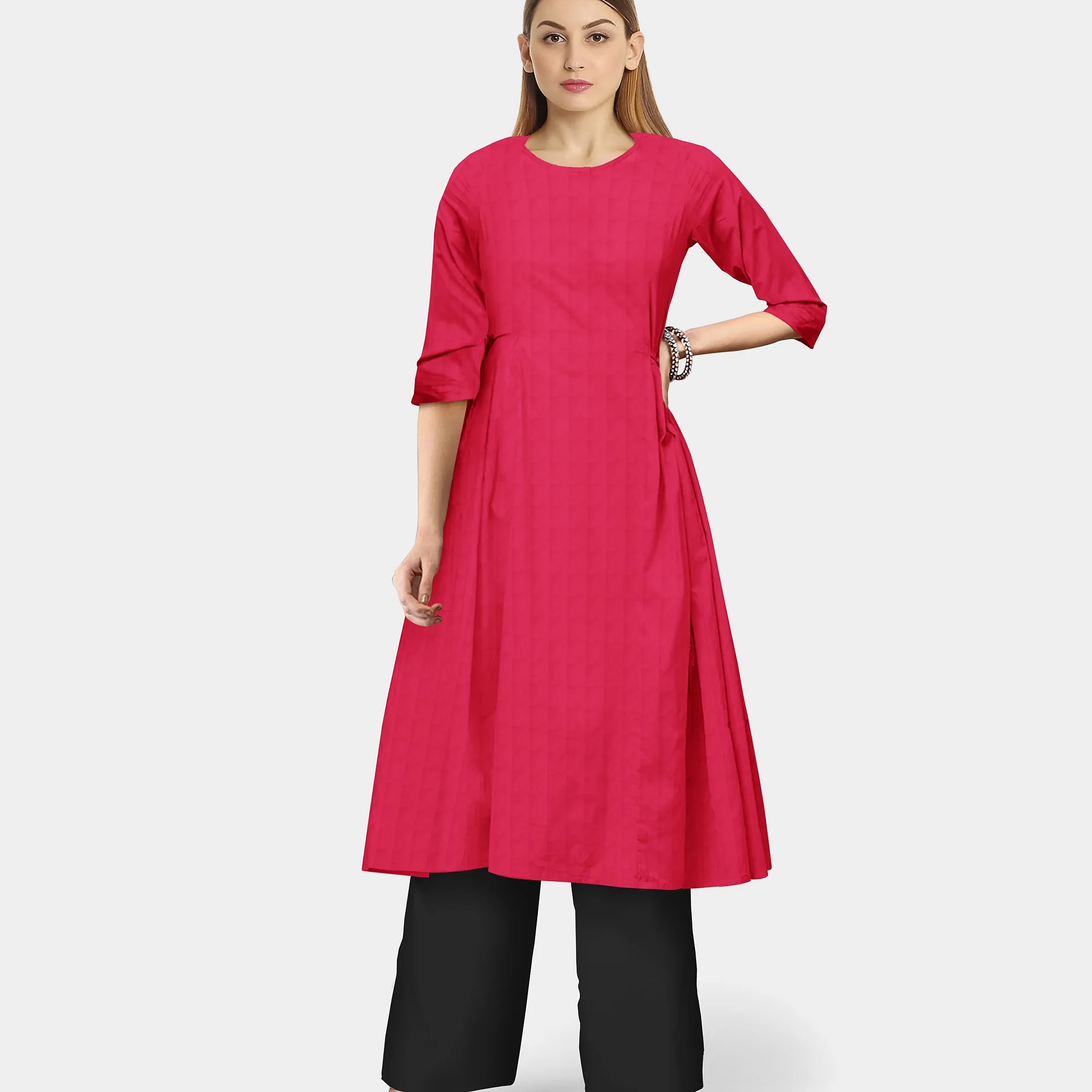 Solid Red Color Plain Georgette Fabric - Image 3