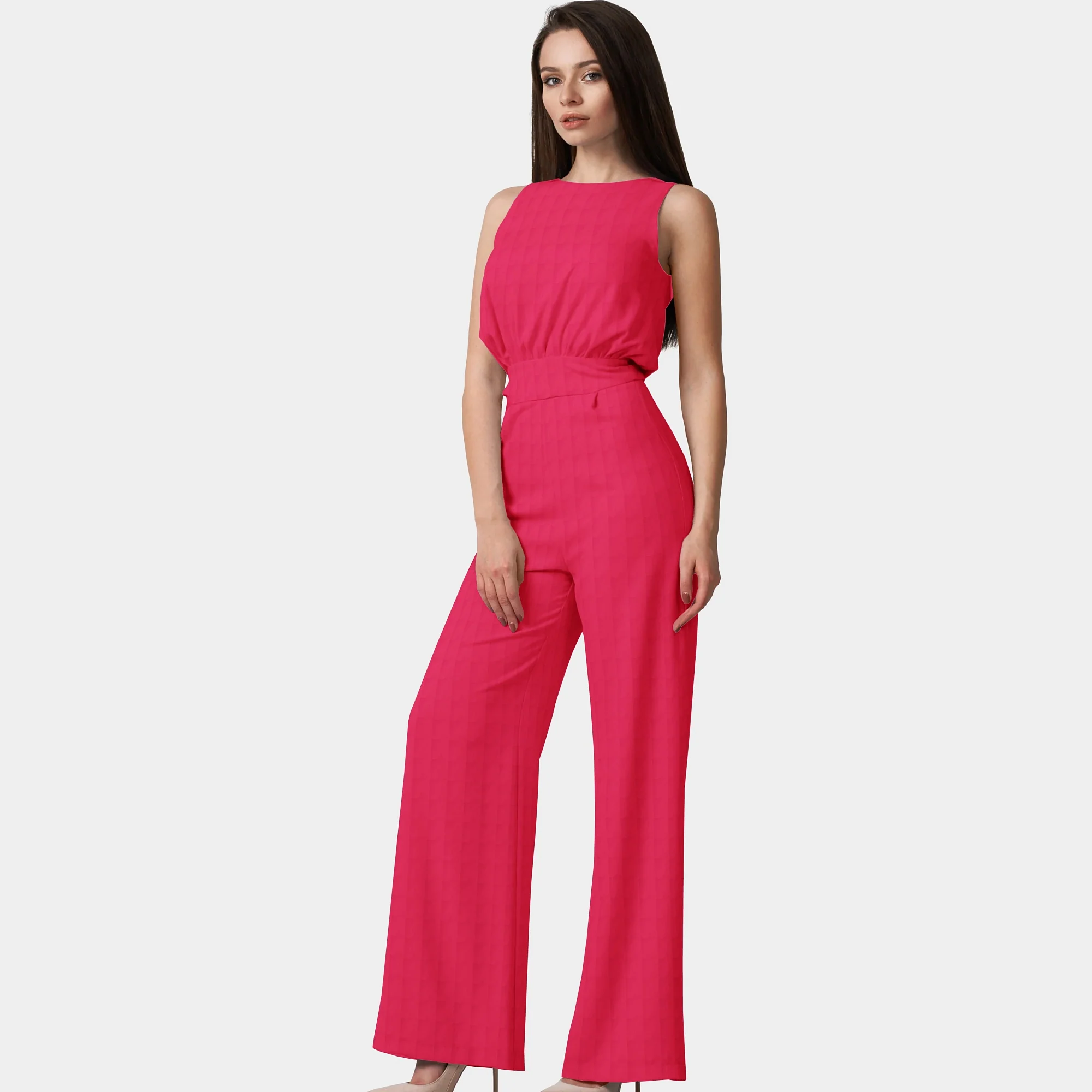 Solid Red Color Plain Georgette Fabric - Image 4
