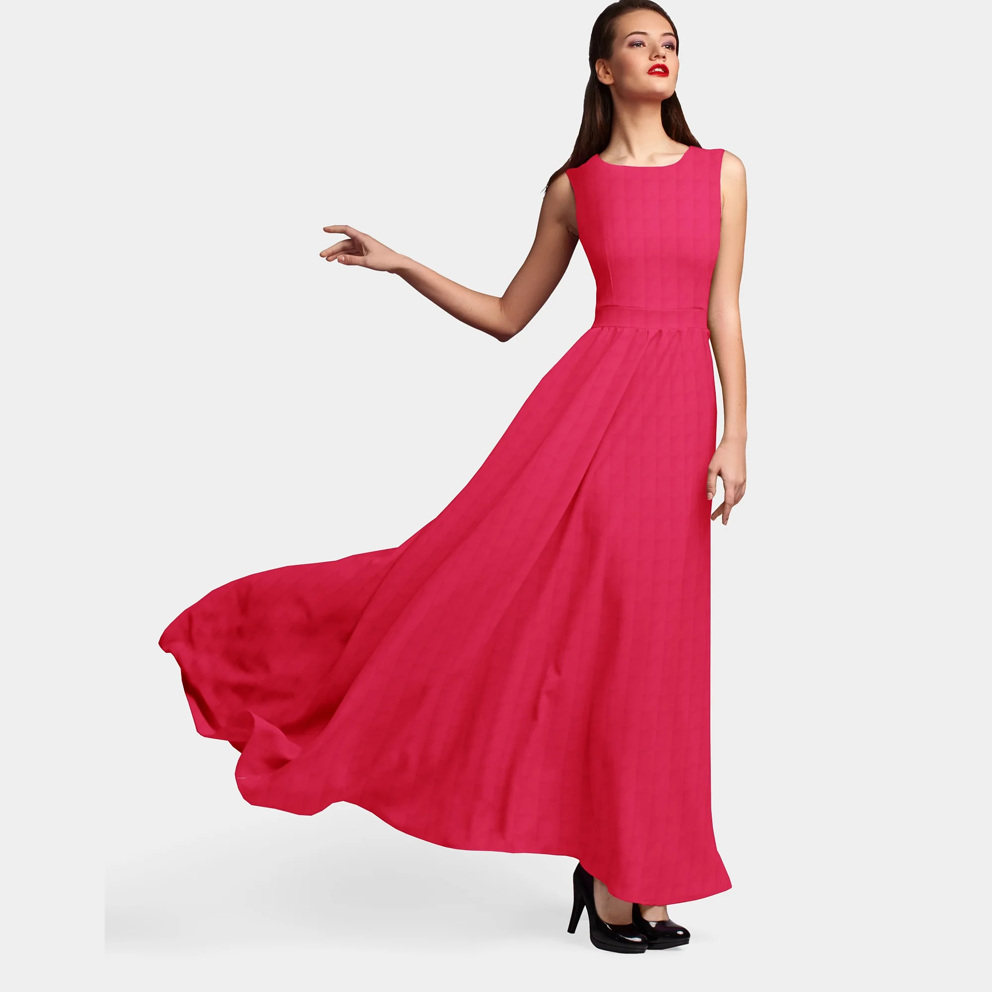 Solid Red Color Plain Georgette Fabric - Image 5