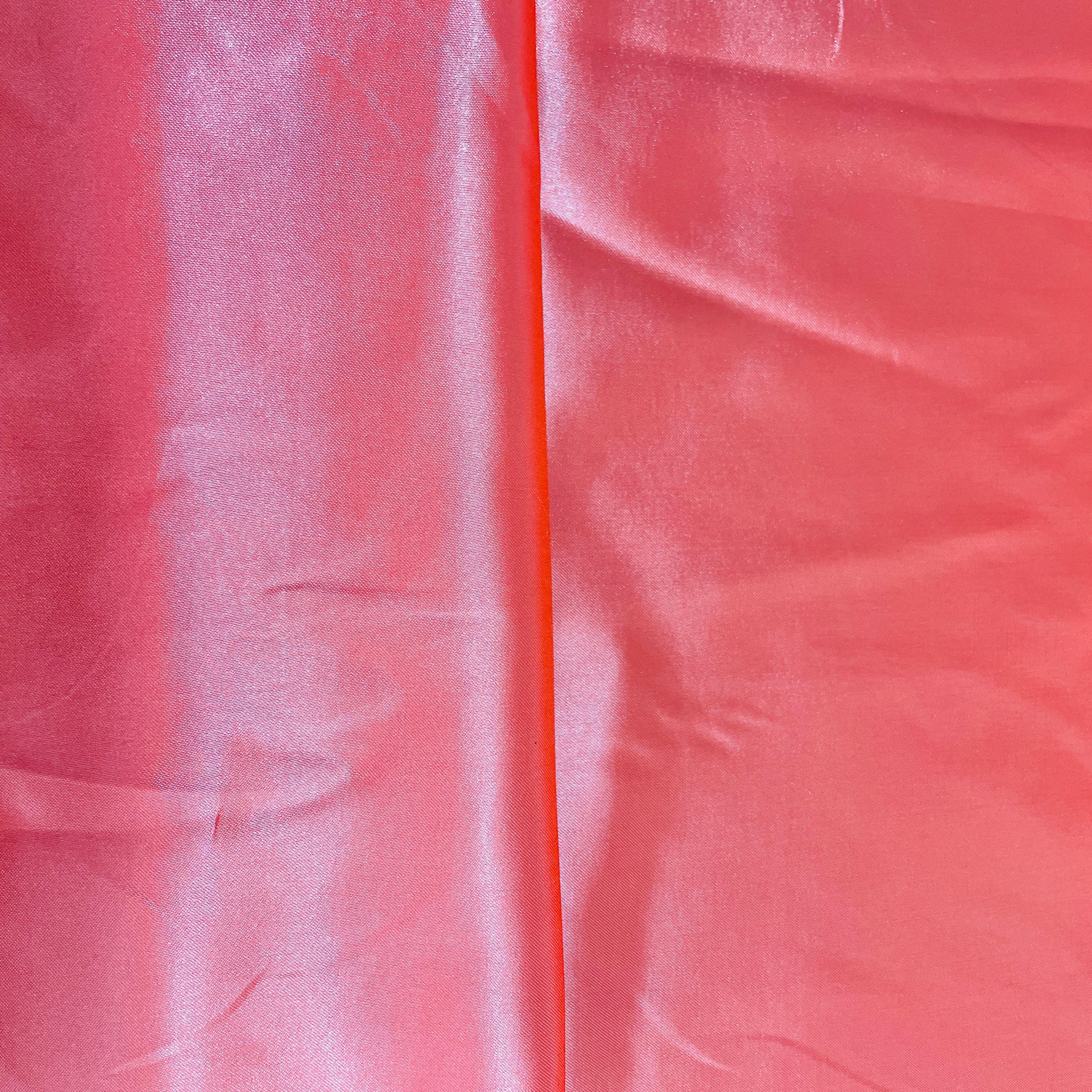 Stawberry Pink Solid Satin Fabric - Image 3