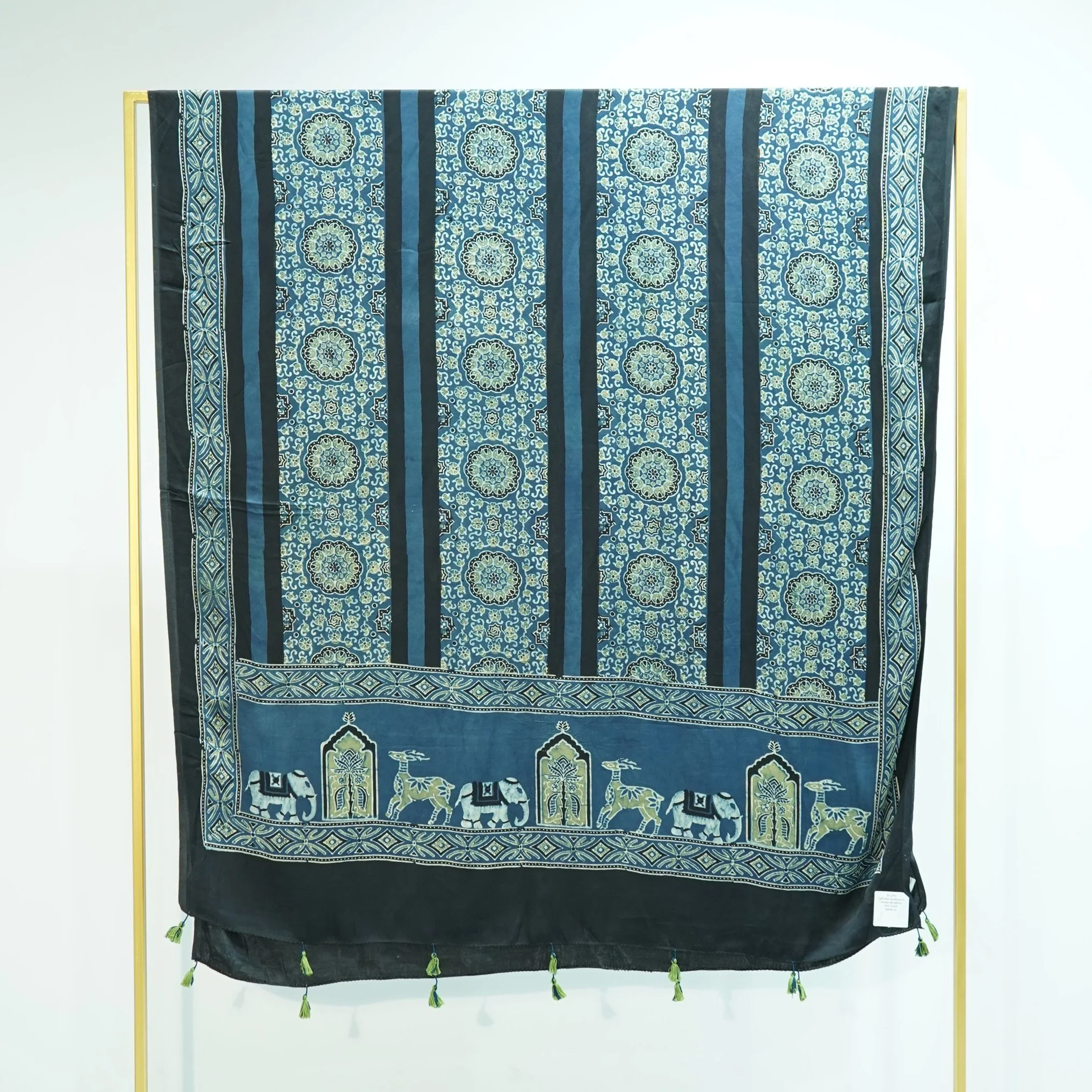 Teal Blue Ajrakh print Modal Silk Kaftan EEG-31600 - Image 2
