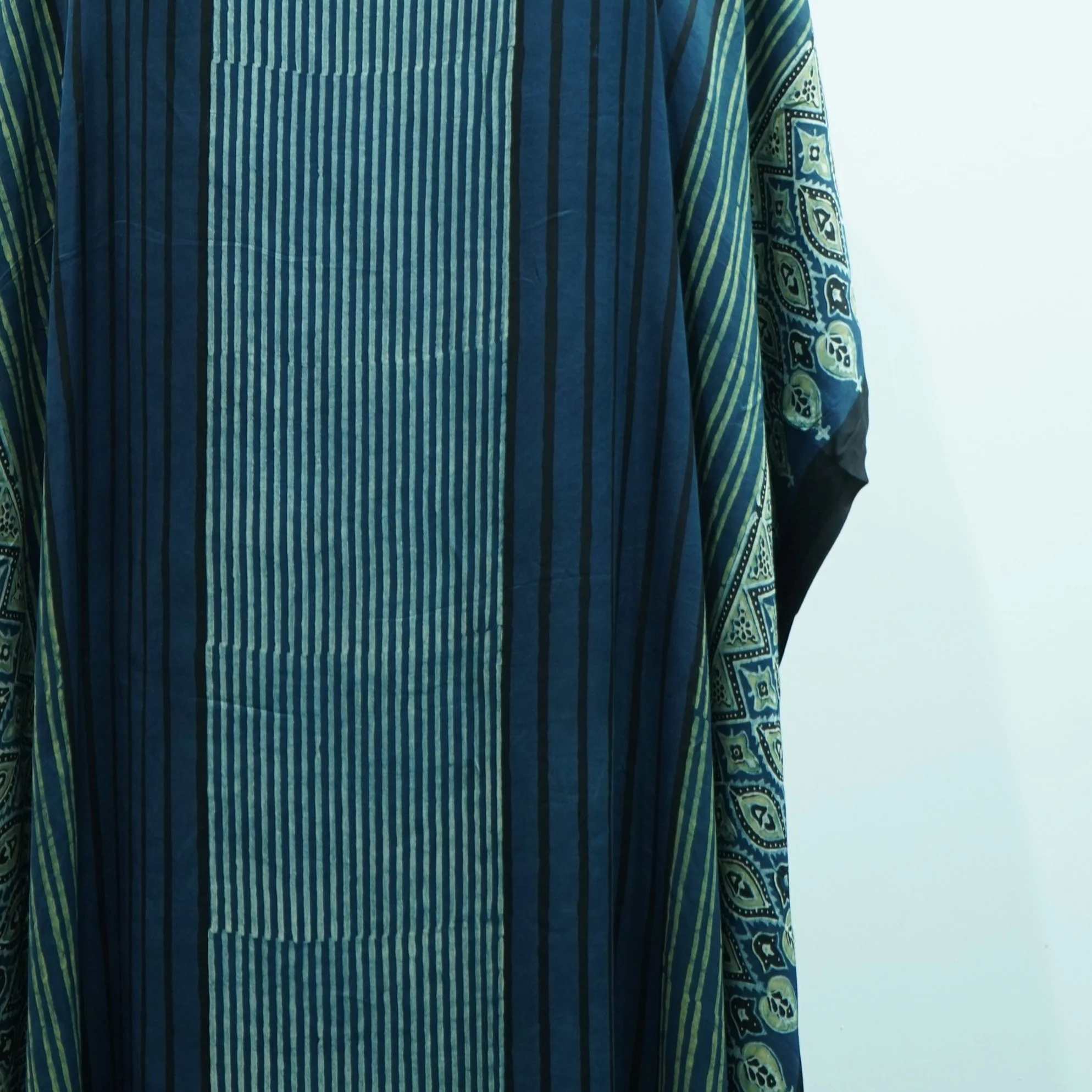 Teal Blue Ajrakh print Modal Silk Kaftan EEG-31631 - Image 2