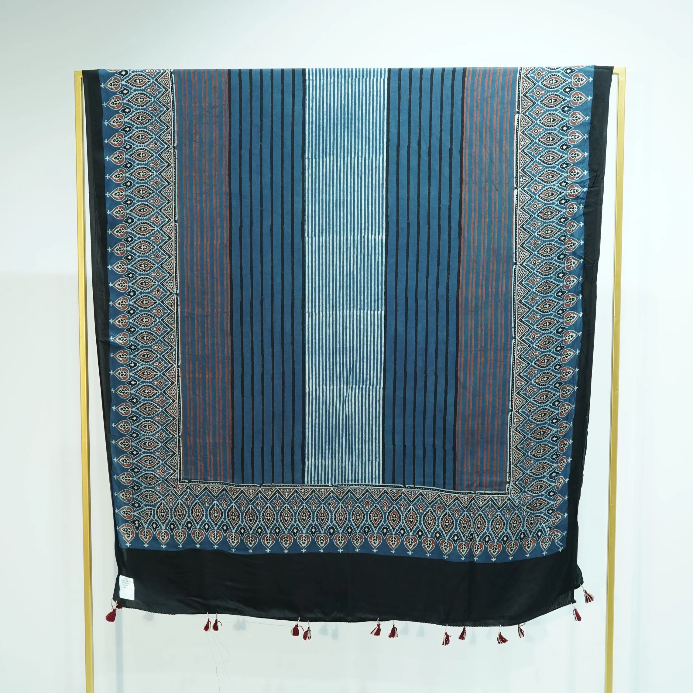 Teal Blue Ajrakh print Modal Silk Kaftan EEG-31642 - Image 3