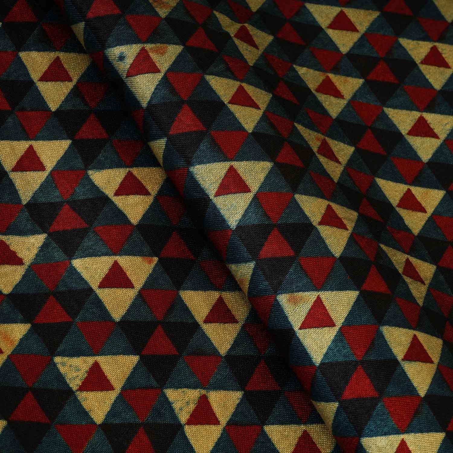 Teal Blue Geometrical Print Mashru Silk Fabric EEG-28397 - Image 3