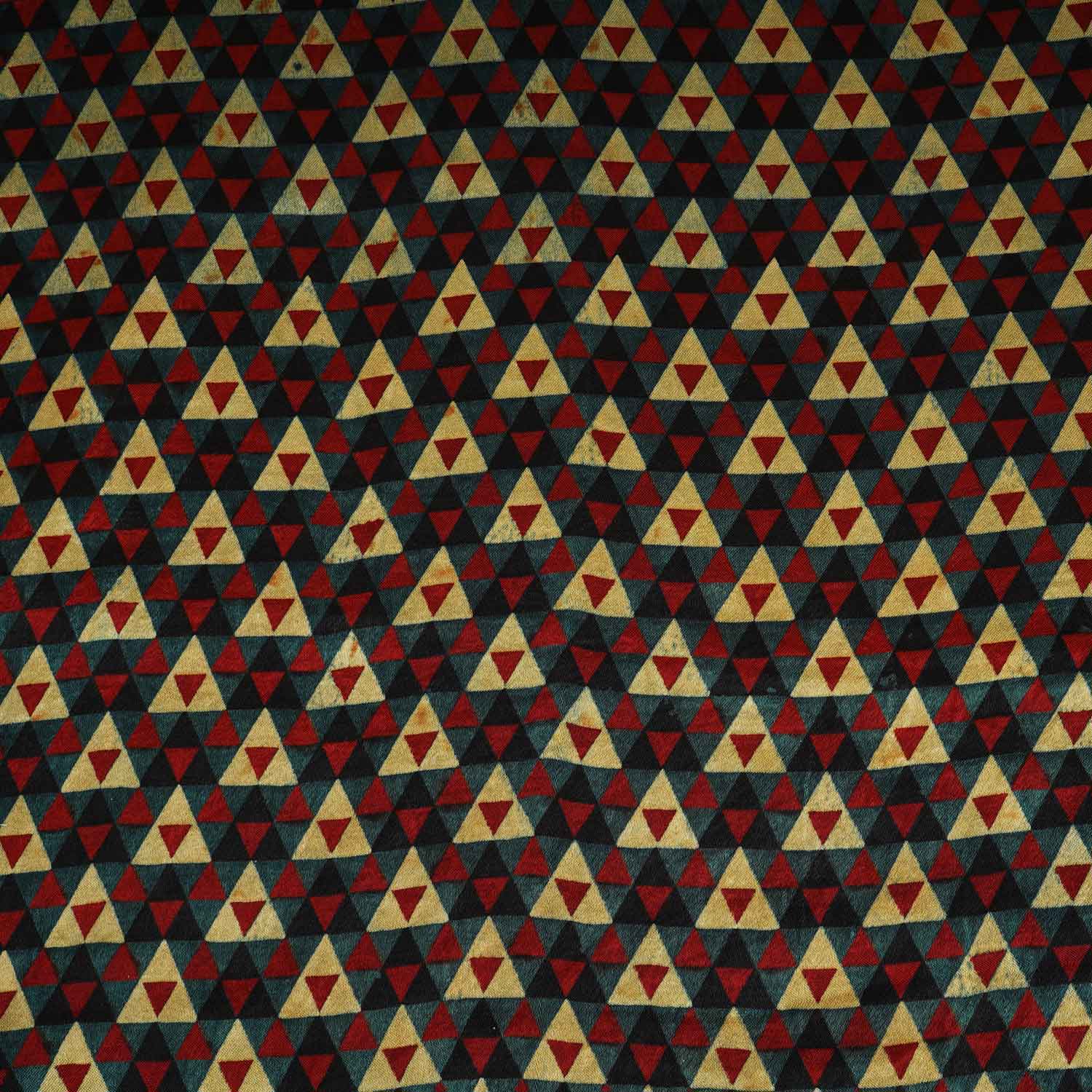 Teal Blue Geometrical Print Mashru Silk Fabric EEG-28397 - Image 4