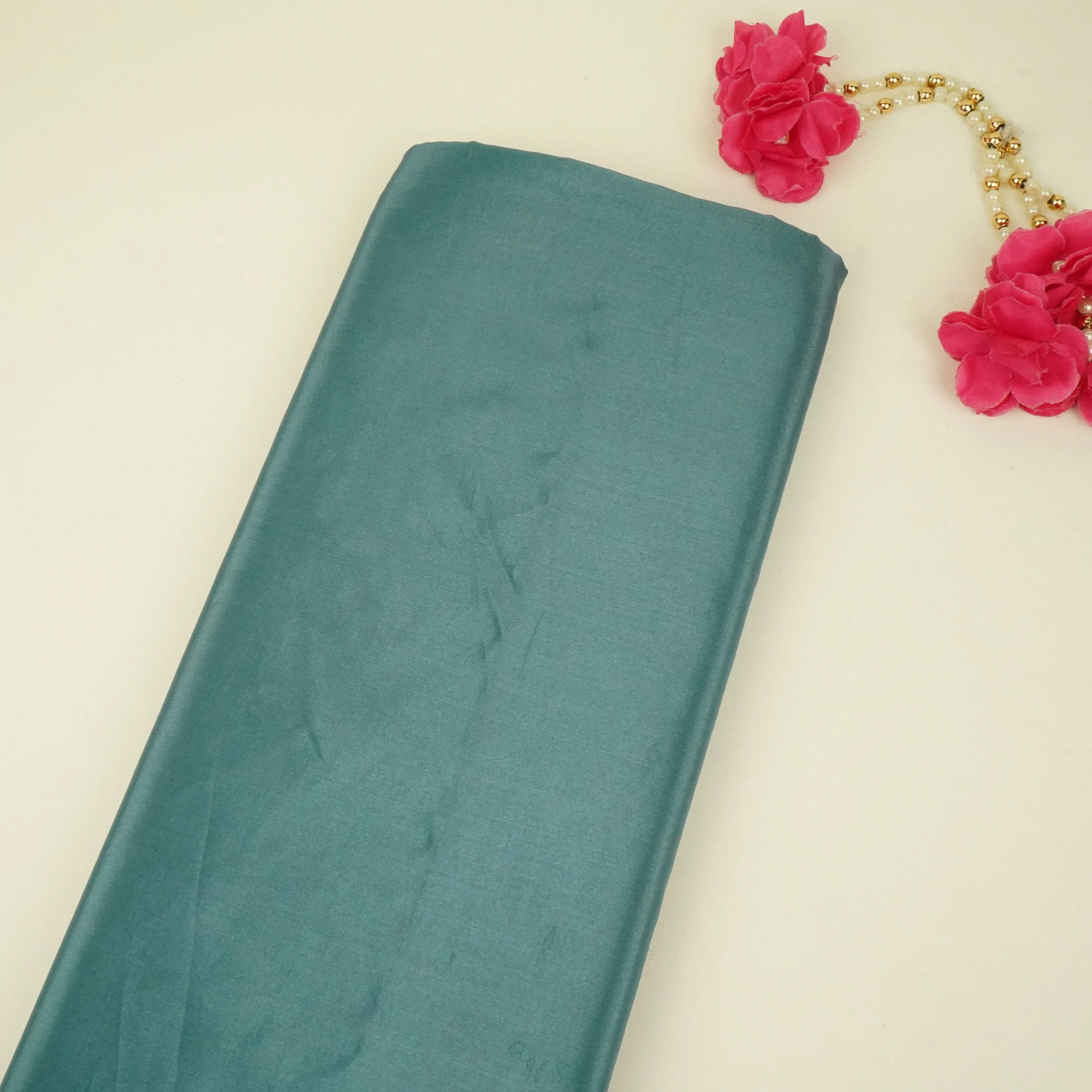 Teal Blue Solid H.O Silk Fabric MFH-26