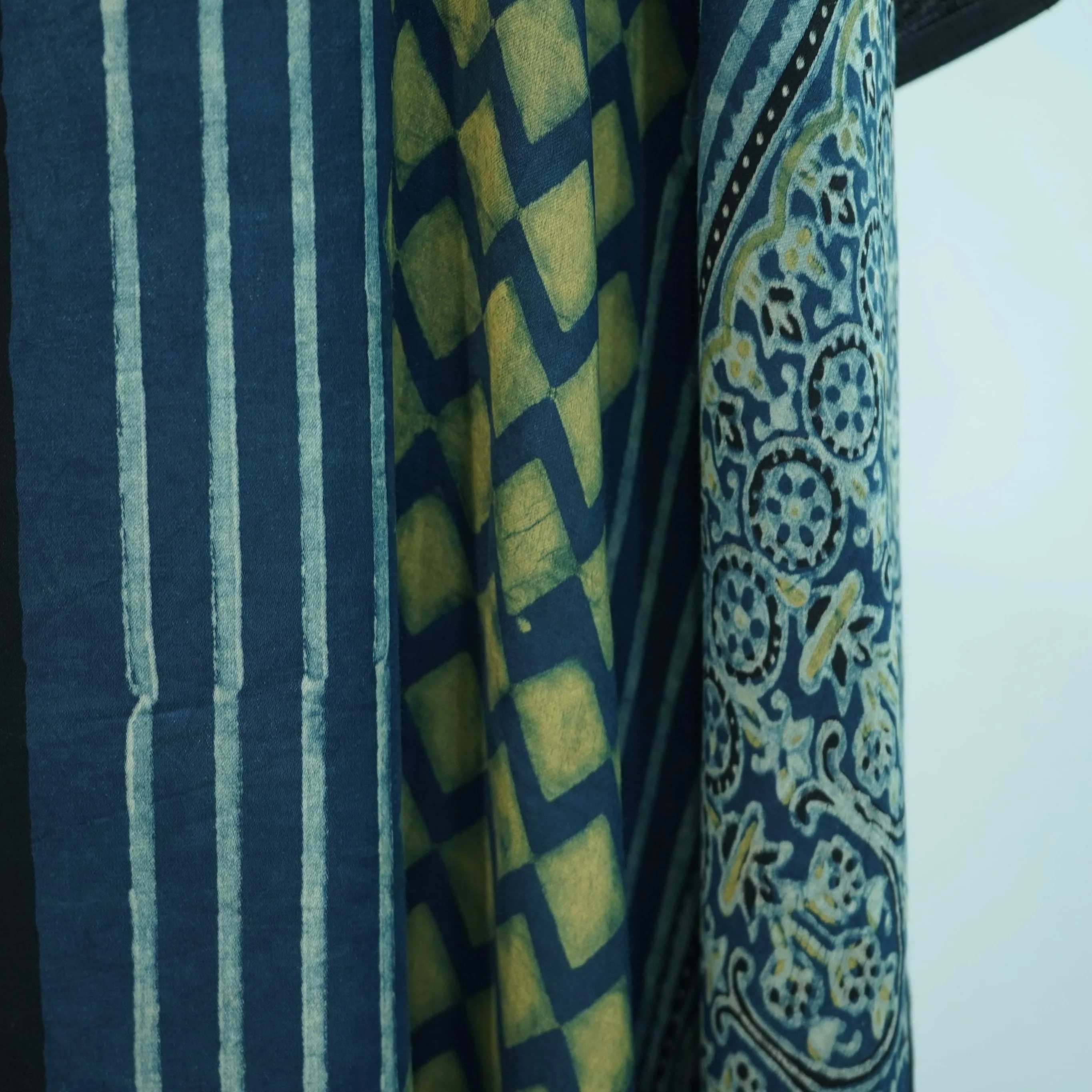 Teal Blue with Black Ajrakh print Modal Silk Kaftan EEG-31615 - Image 2
