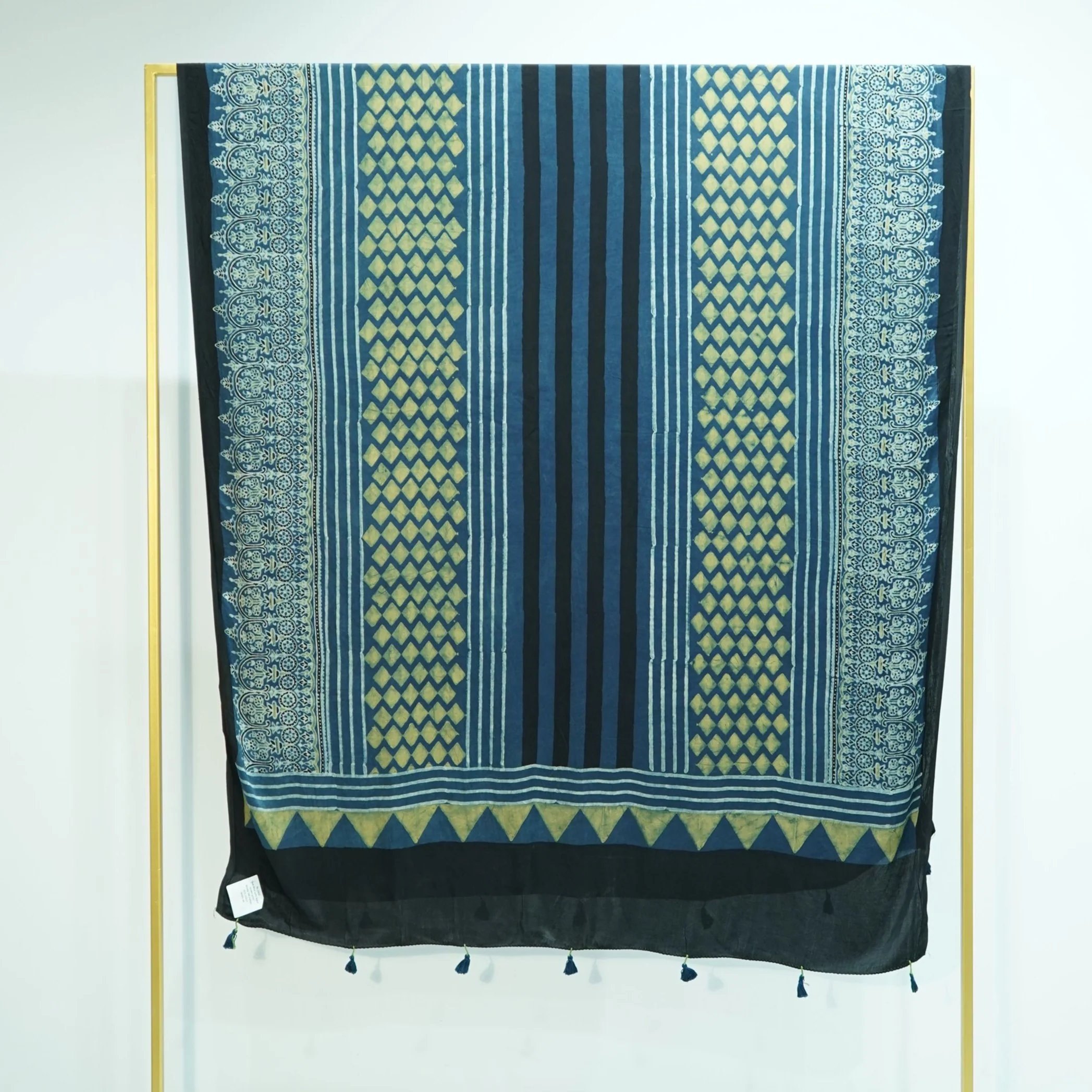 Teal Blue with Black Ajrakh print Modal Silk Kaftan EEG-31615 - Image 3