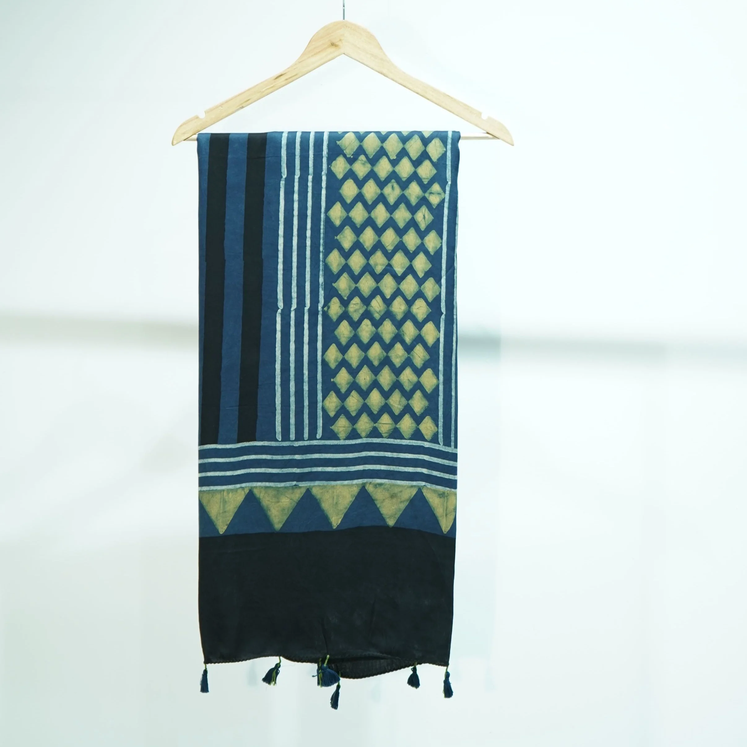 Teal Blue with Black Ajrakh print Modal Silk Kaftan EEG-31615 - Image 4