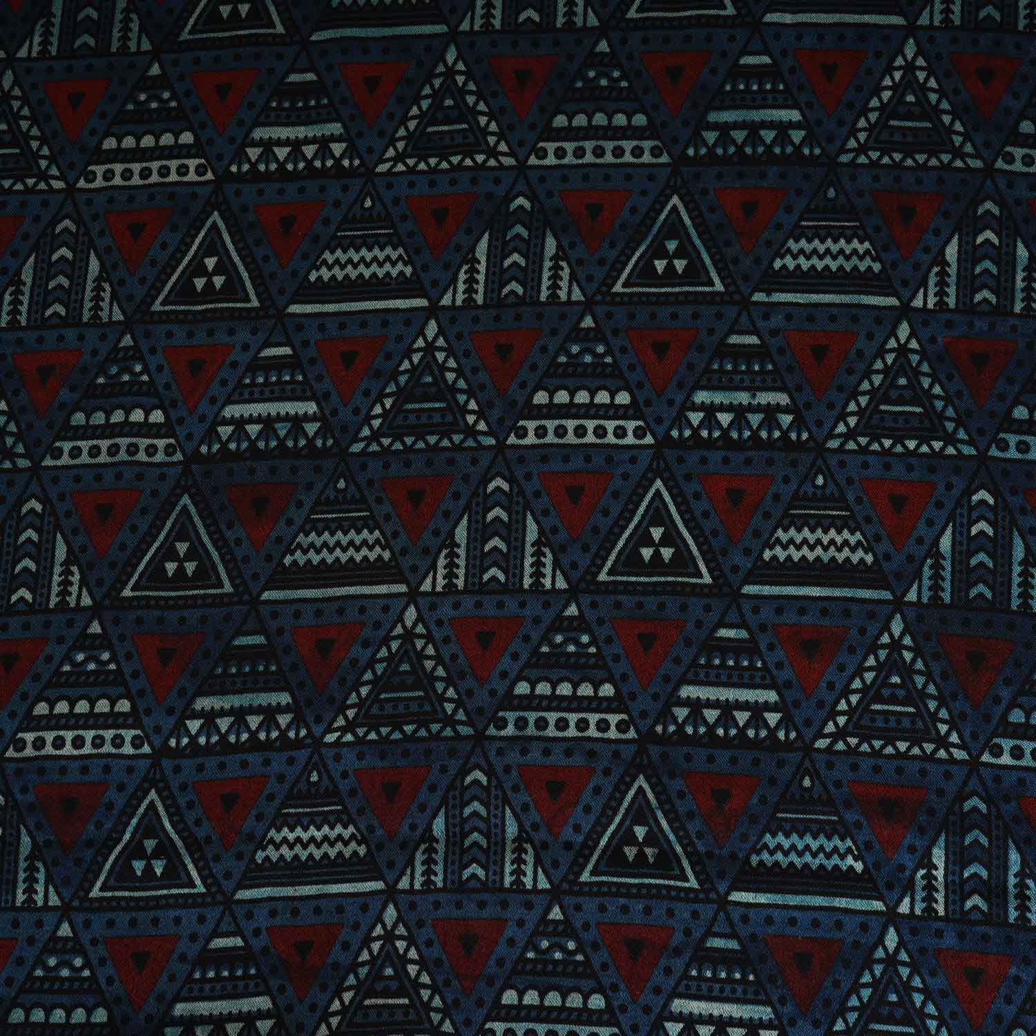 Teal Blue With Multicolour Geometrical Print Mashru Silk Fabric EEG-28336 - Image 4