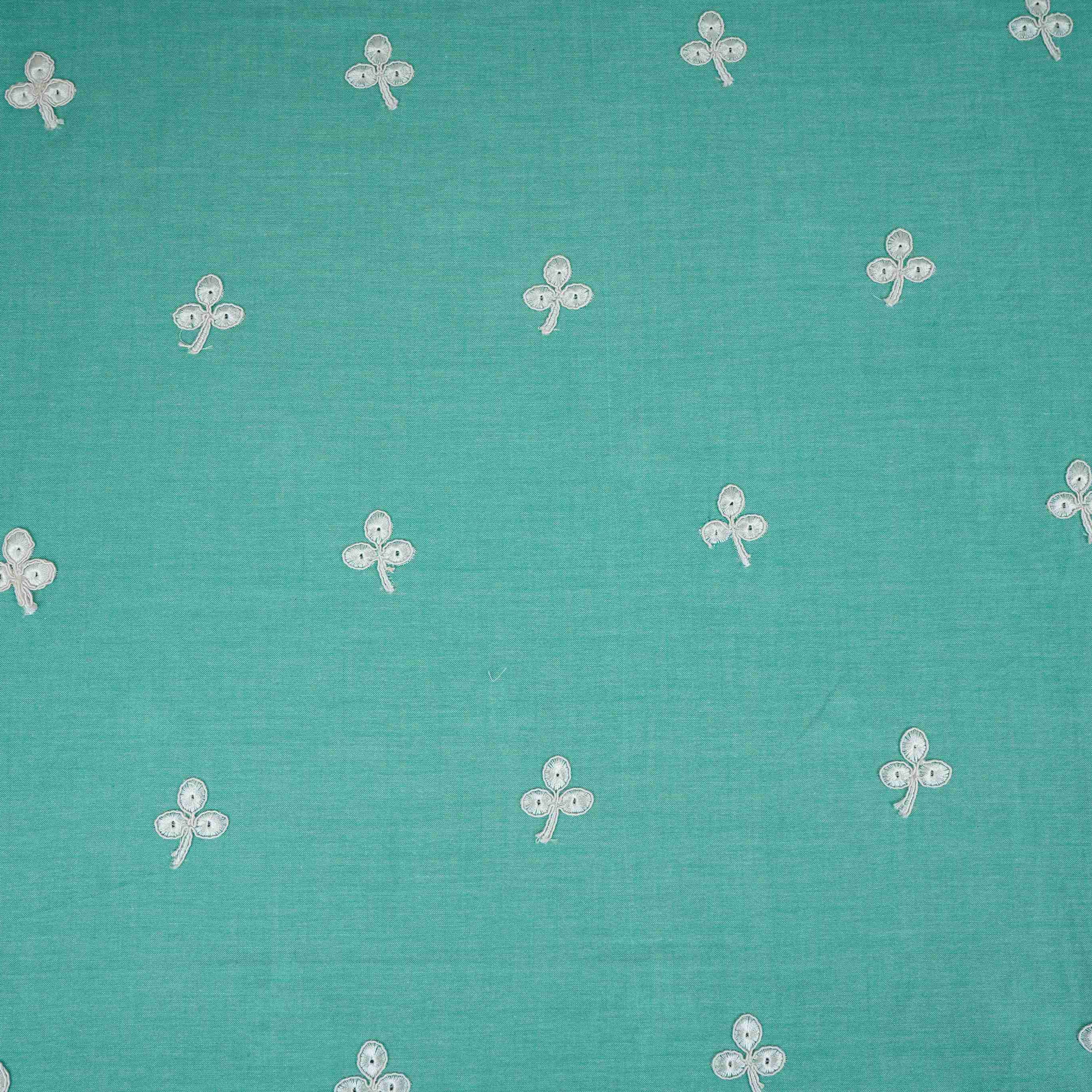 Teal Green Floral Embroidery South Cotton Fabric ZA-30589 - Image 2