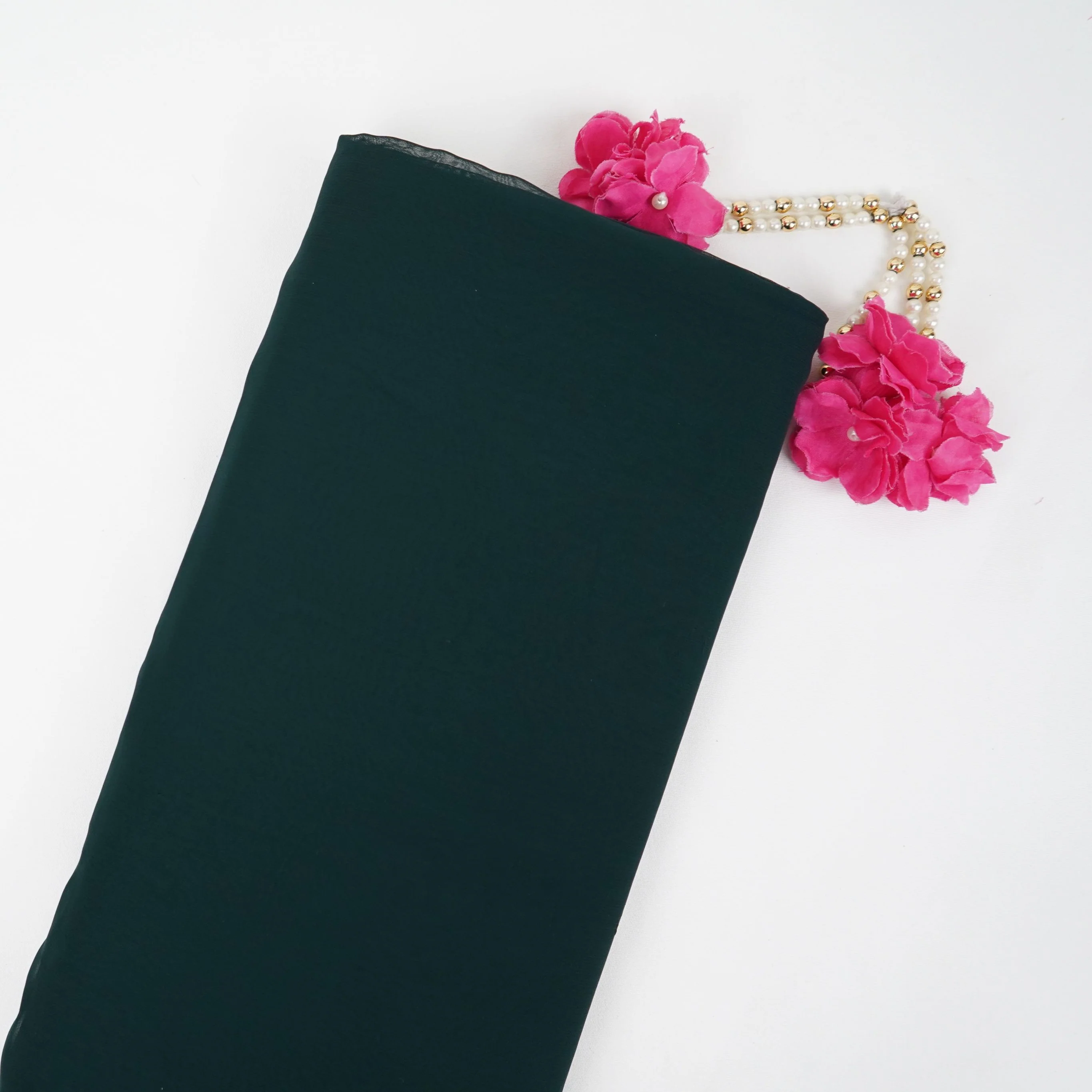 Teal Green Solid 60gm Georgette Fabric SSMG-26