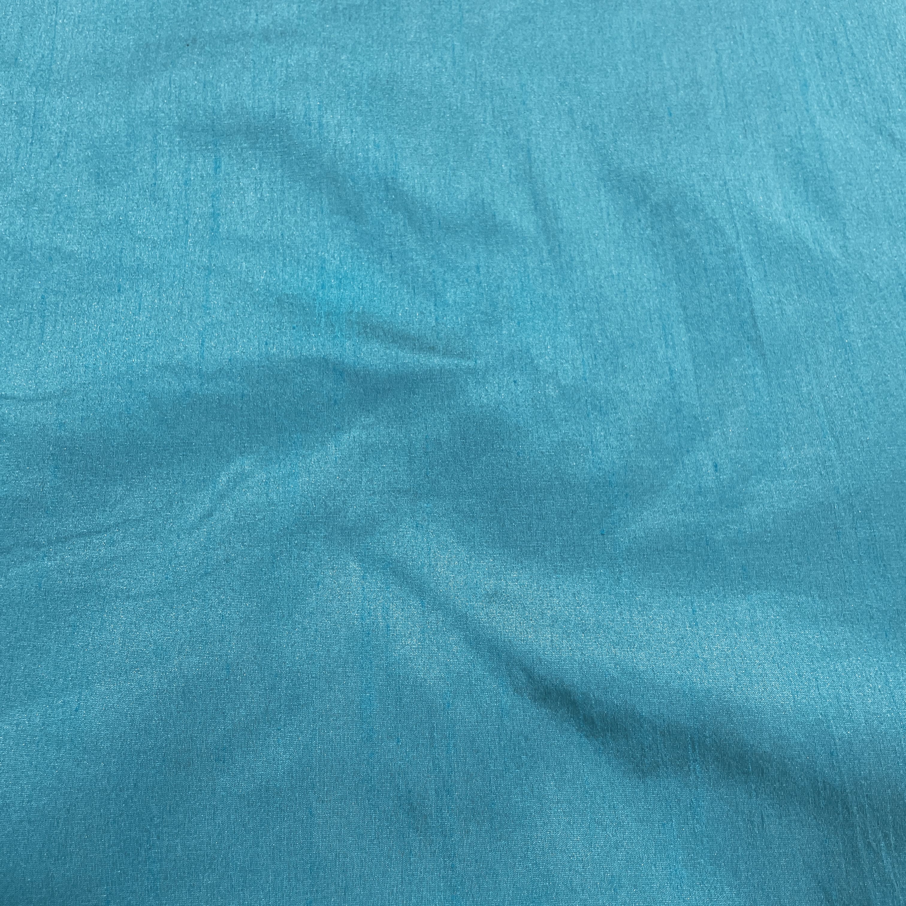 Turquoise Green Solid Dupian Silk Fabric - Image 2