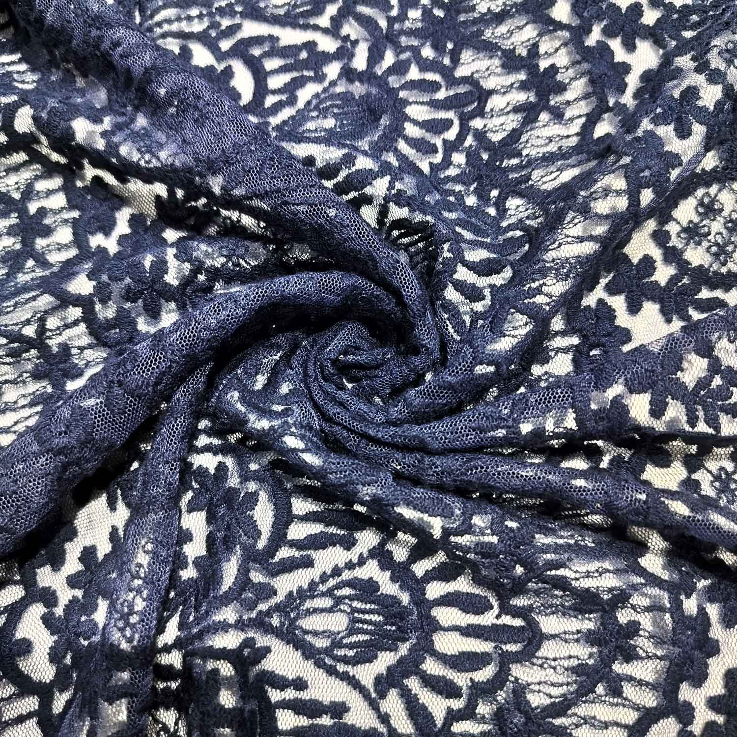 Violet Floral print Crochet Fabric TU-6302