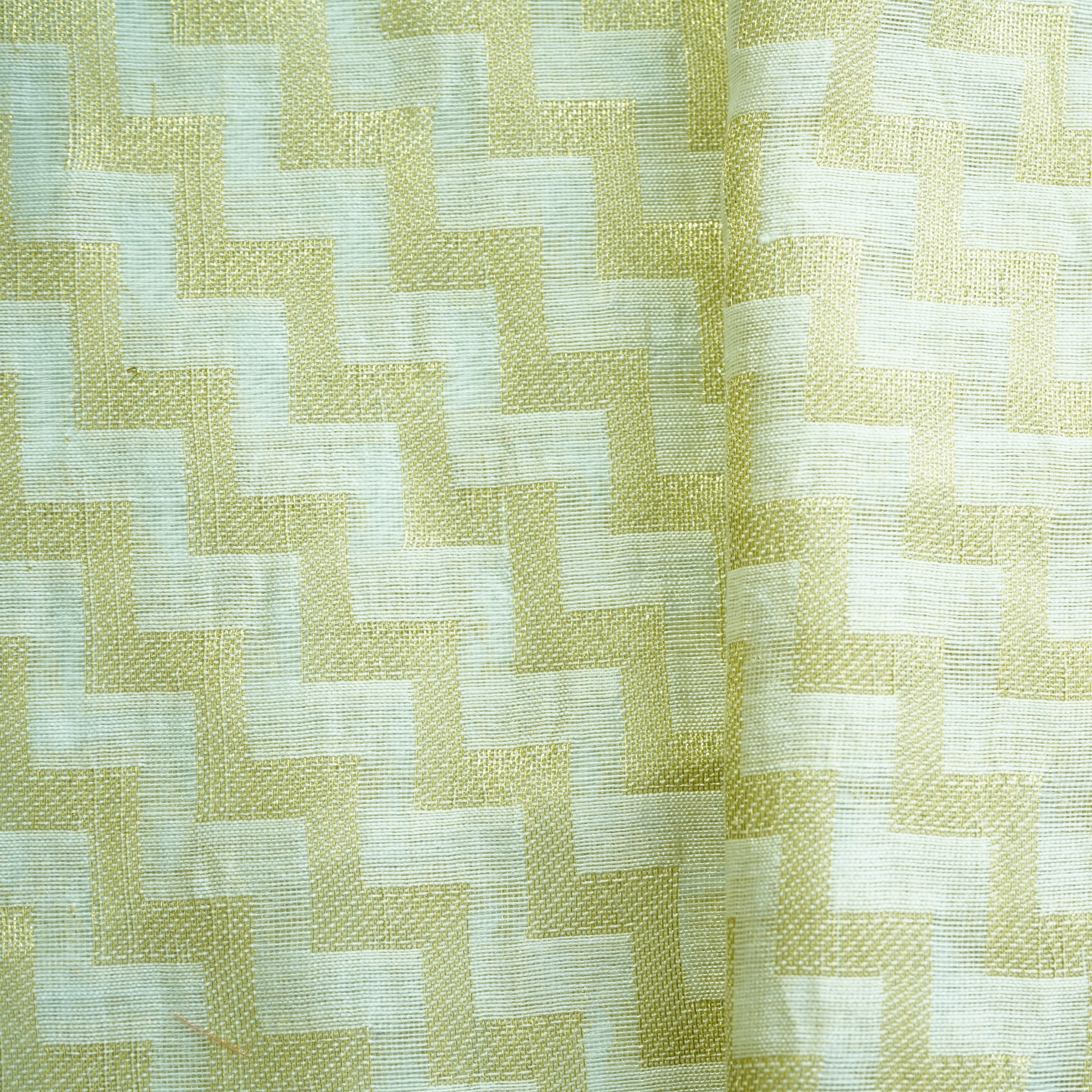 White Abstract Jacquard Dyeable Cotton Staple Fabric - Image 2