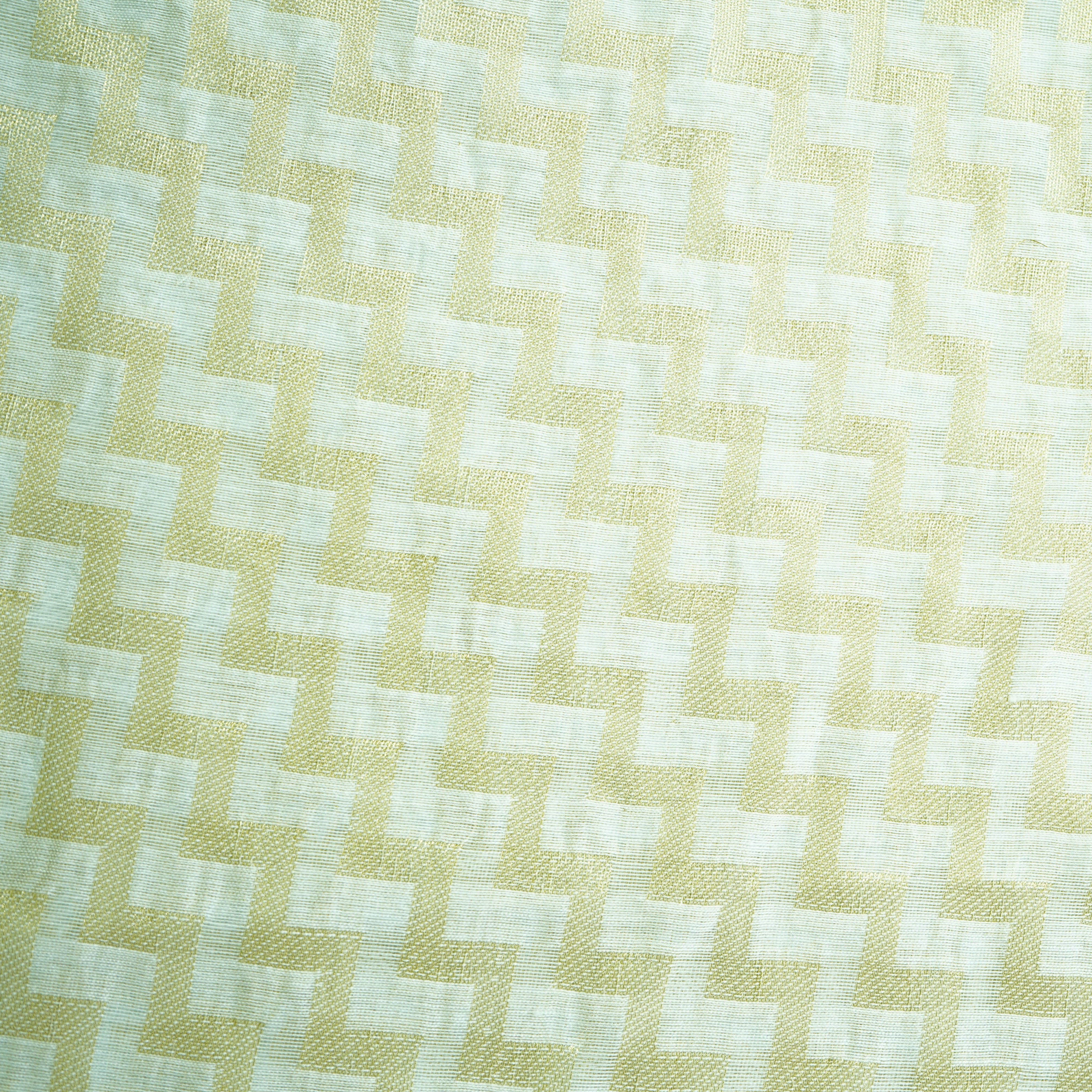 White Abstract Jacquard Dyeable Cotton Staple Fabric - Image 3