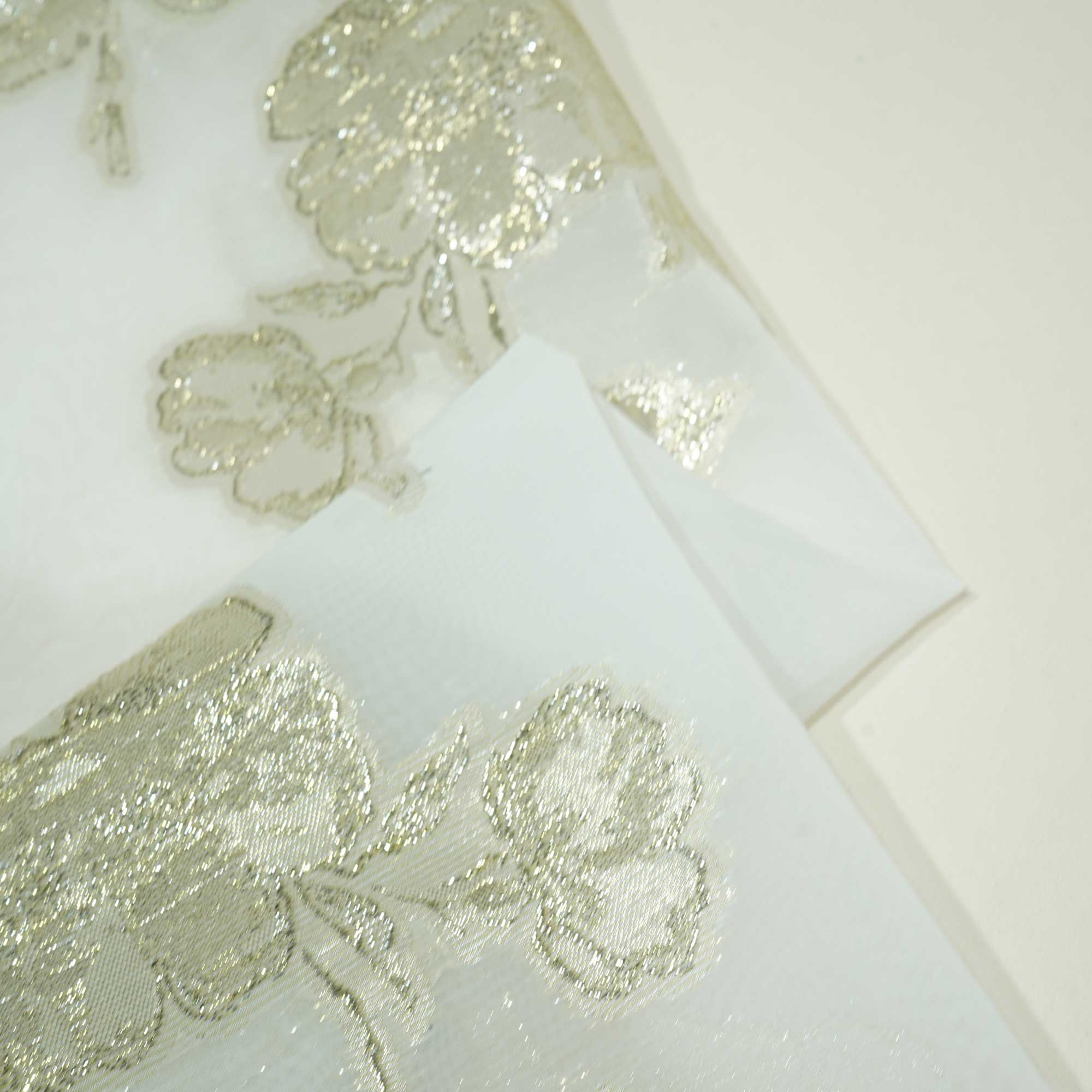 White & Golden Floral With Lurex Organza Jacquard OE-12415 - Image 2