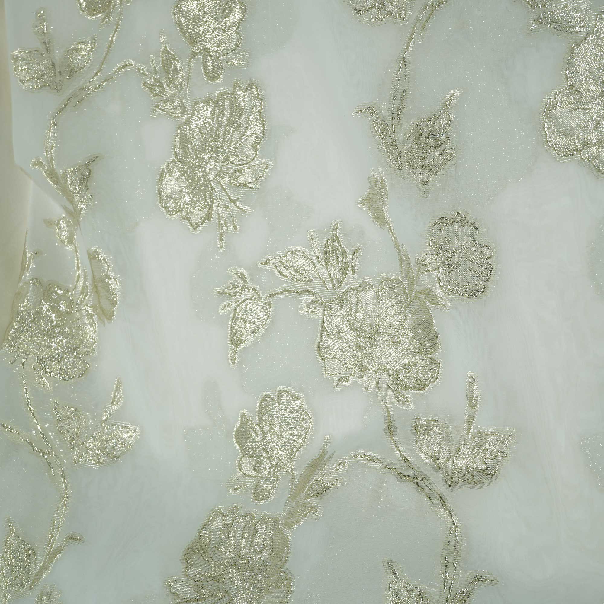 White & Golden Floral With Lurex Organza Jacquard OE-12415 - Image 4