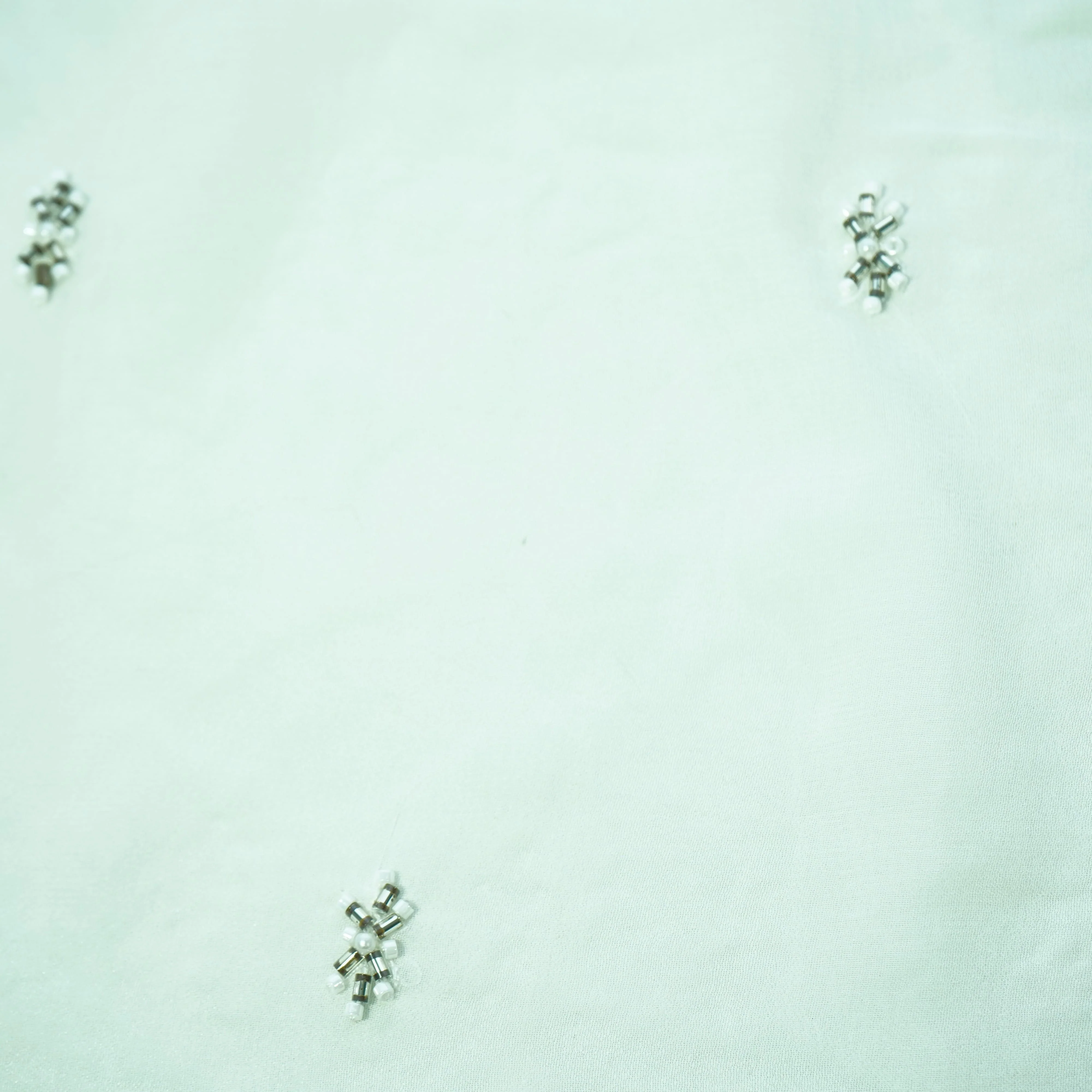 White Cutdana Embroidery Georgette Dyeable Fabric - Image 3