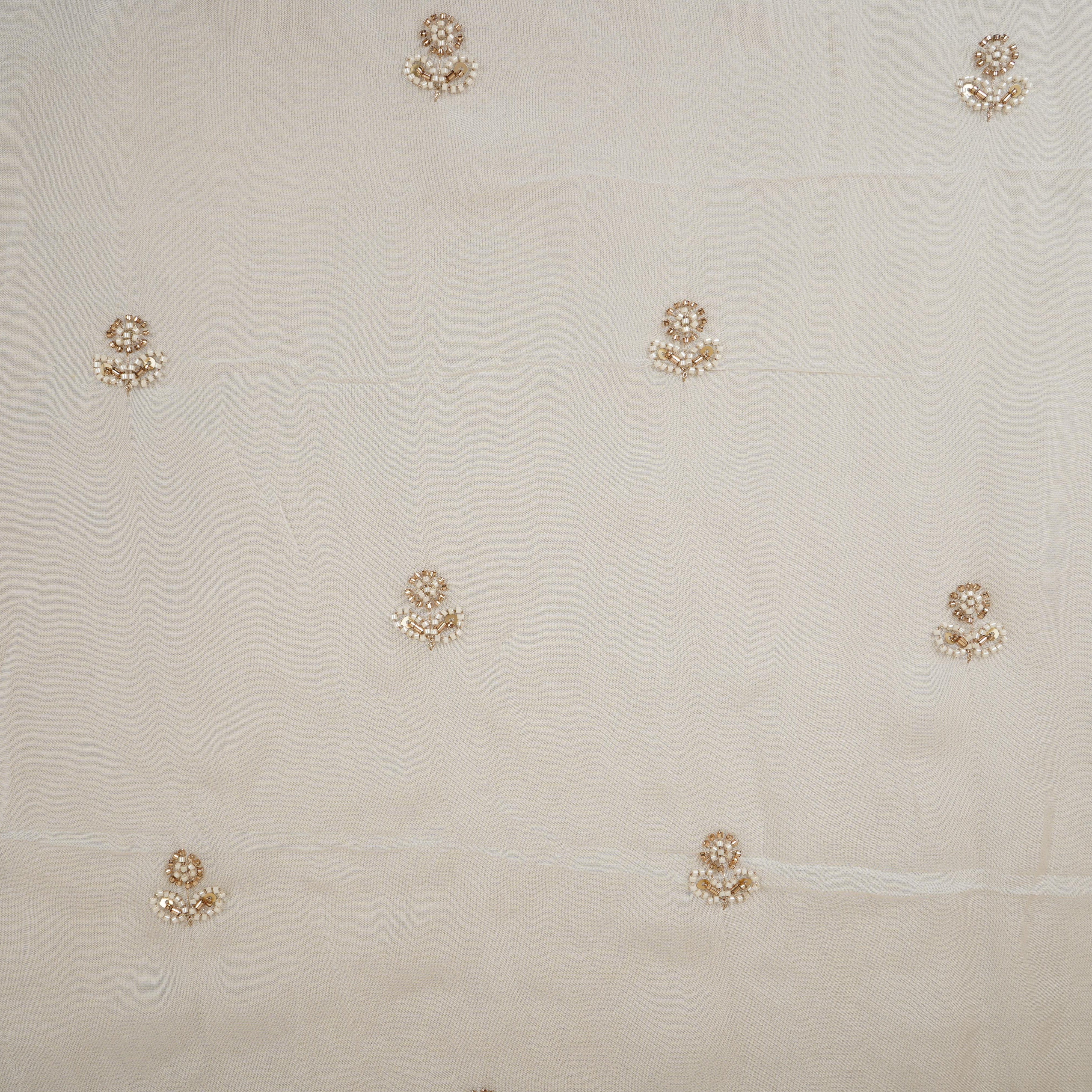 White Cutdana embroidery Organza Fabric STF-29670 - Image 2