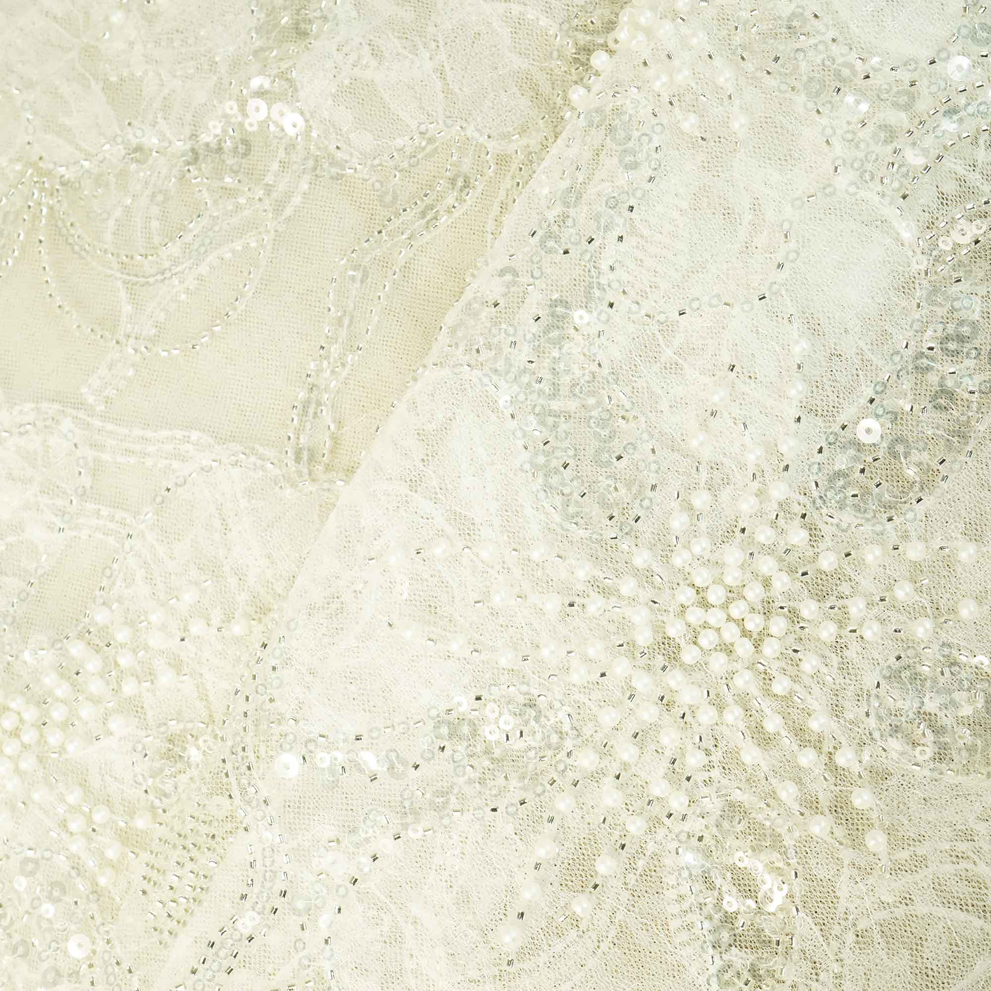White Embroidery Dyeable Net Fabric LFP-27195 - Image 3
