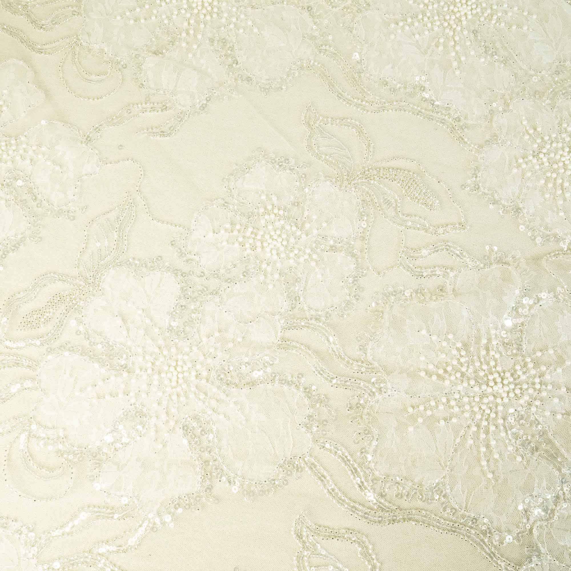 White Embroidery Dyeable Net Fabric LFP-27195 - Image 4