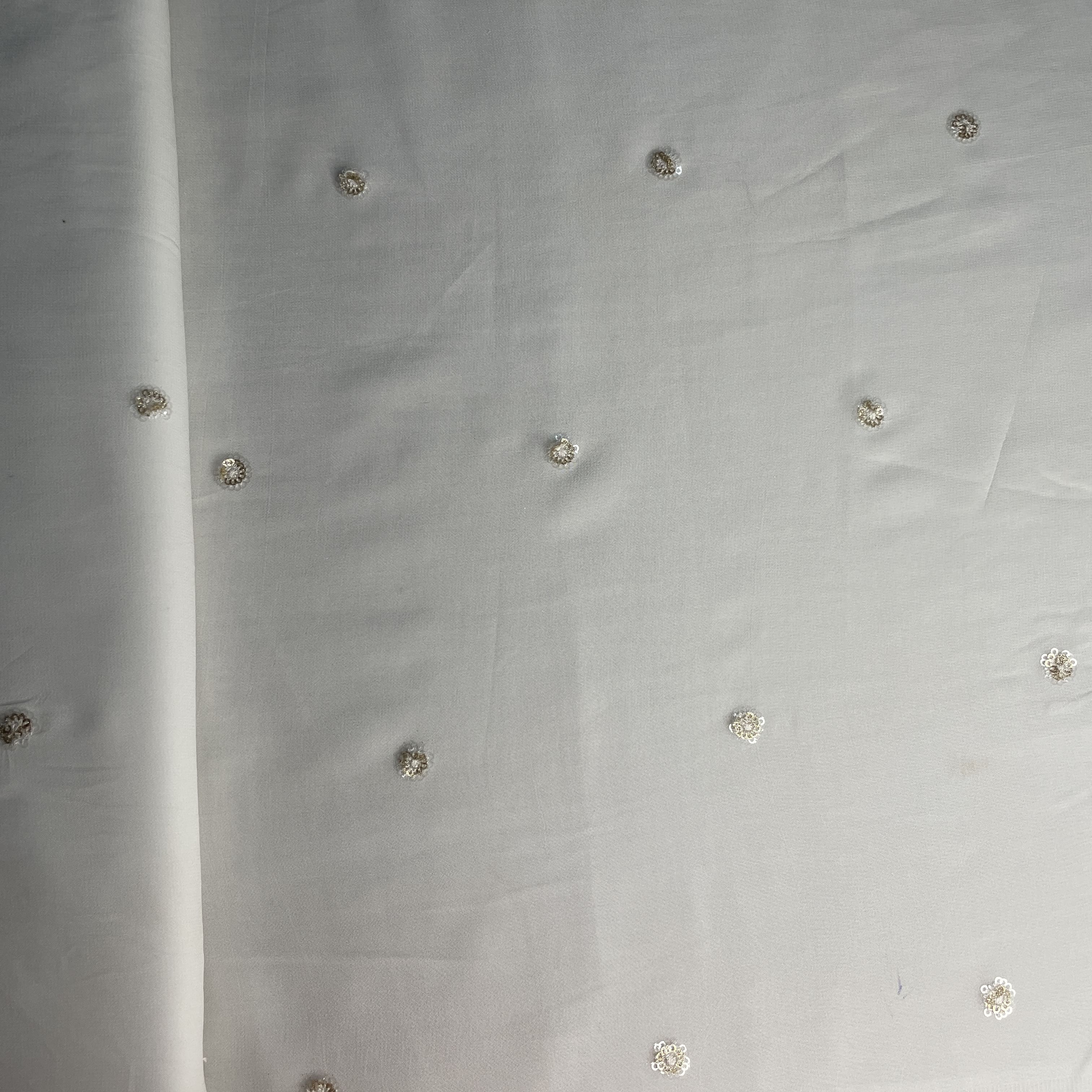 White Dyeable Mirror Embroidery Georgette Fabric 18790 - Image 2