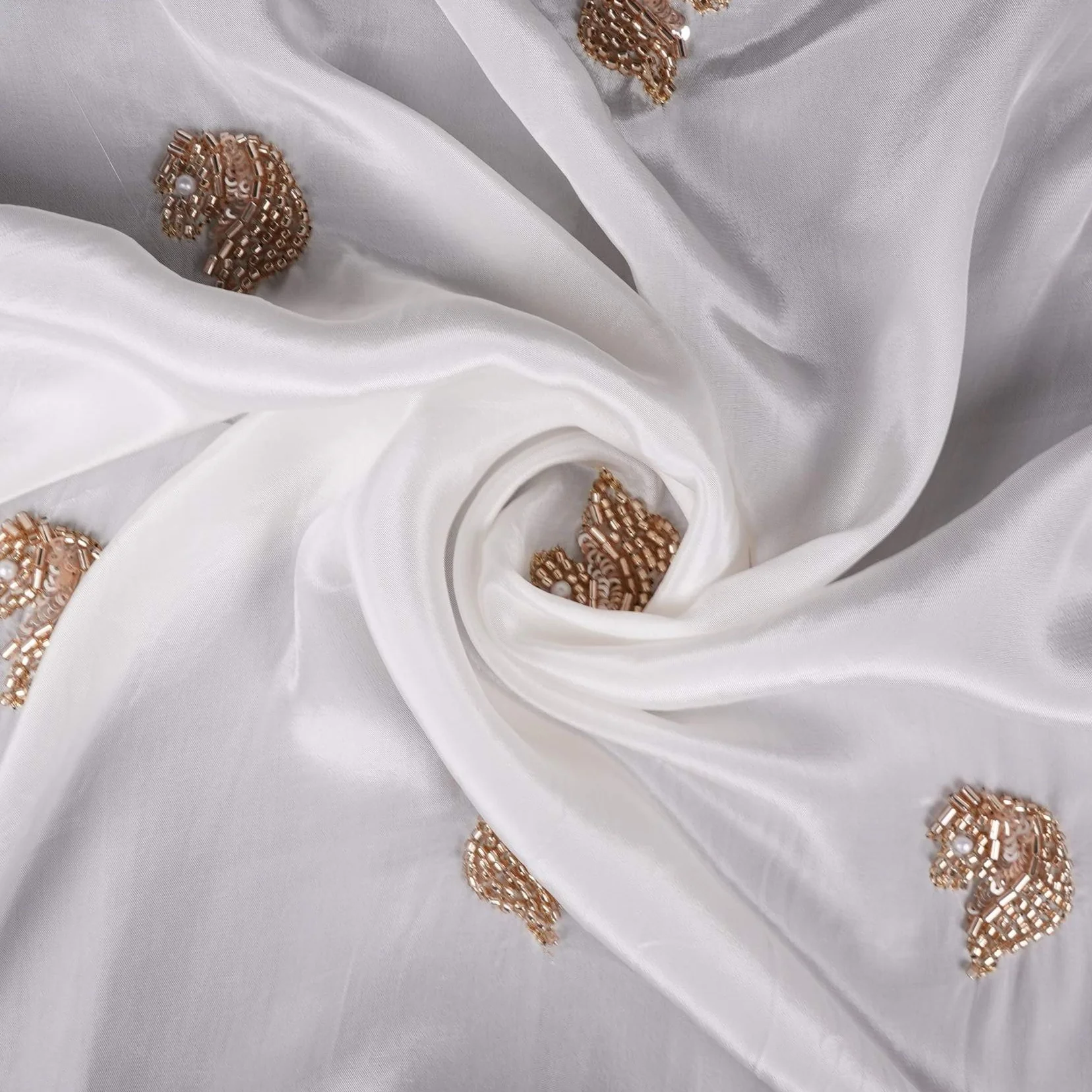 White dyeable thread cutdana embroidery Crepe Fabric VFS-31523 - Image 4