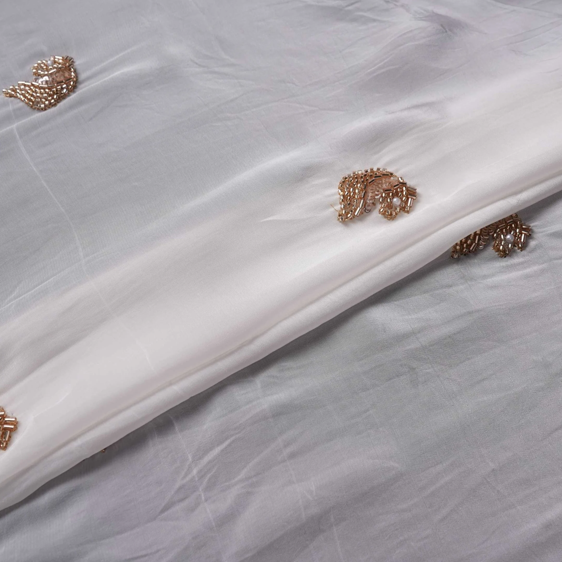White dyeable thread cutdana embroidery Crepe Fabric VFS-31523 - Image 5