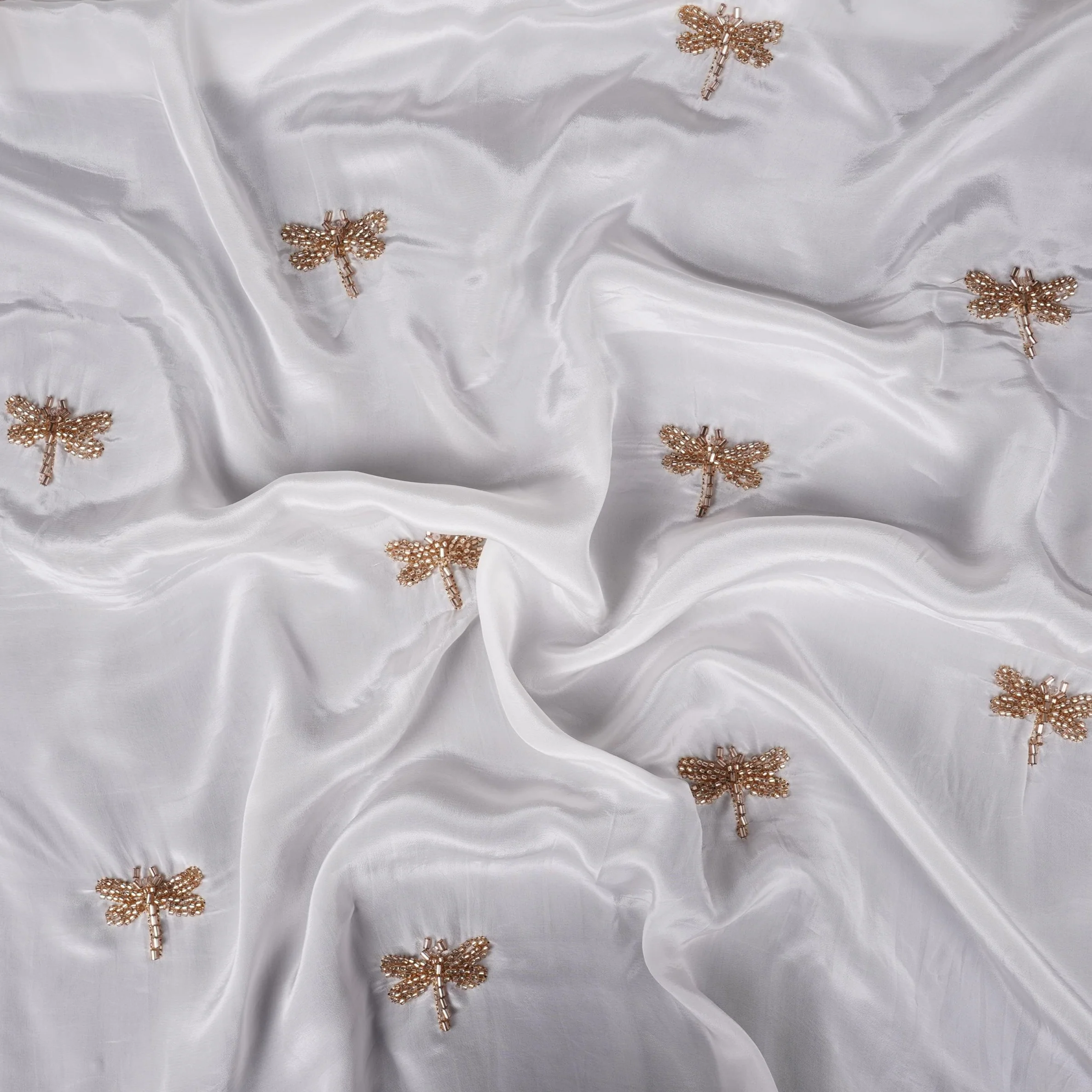 White dyeable thread cutdana embroidery Crepe Fabric VFS-31524 - Image 3