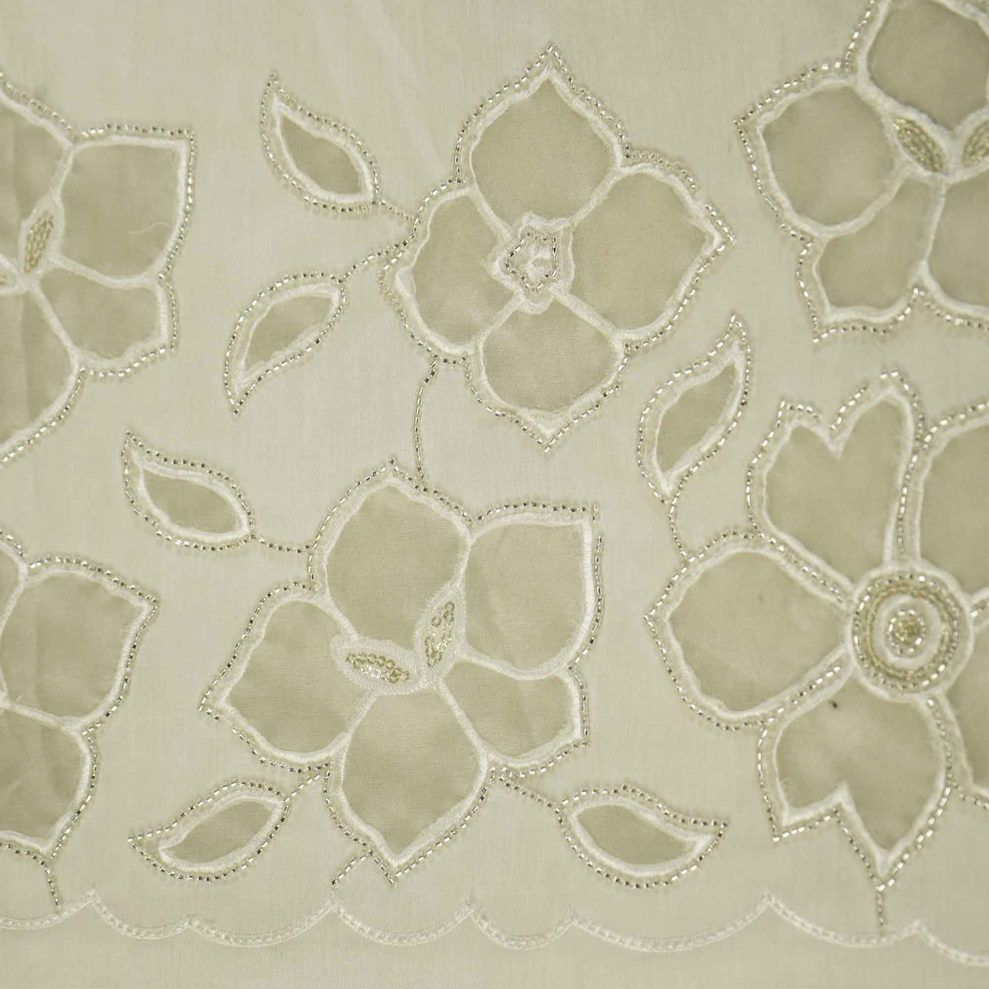 White Floral Cutwork Embroidery Dyeable Chanderi Fabric MTF-25874 - Image 4