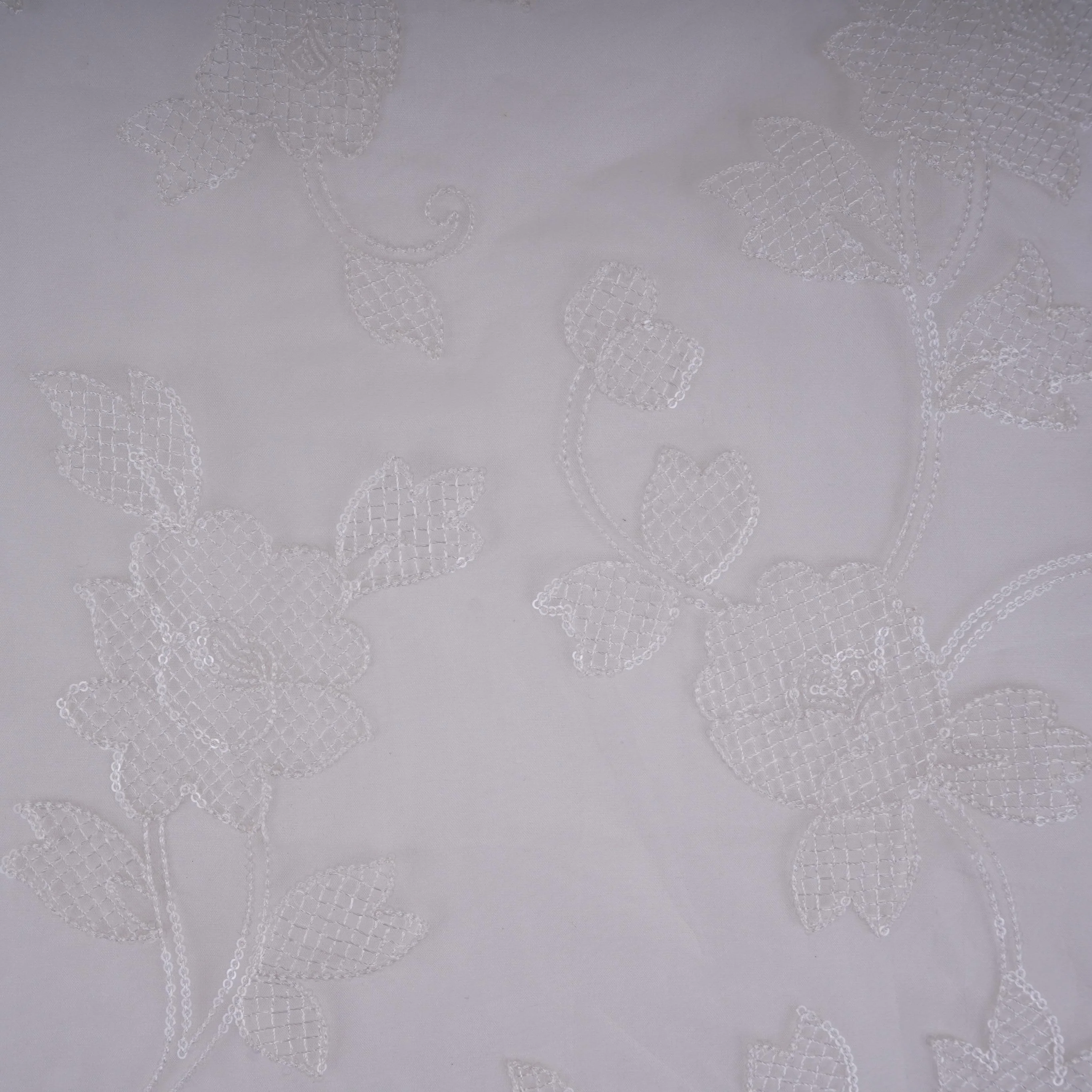 White floral jaal embroidery Pure 27gm Organza Fabric GPF-32092 - Image 2