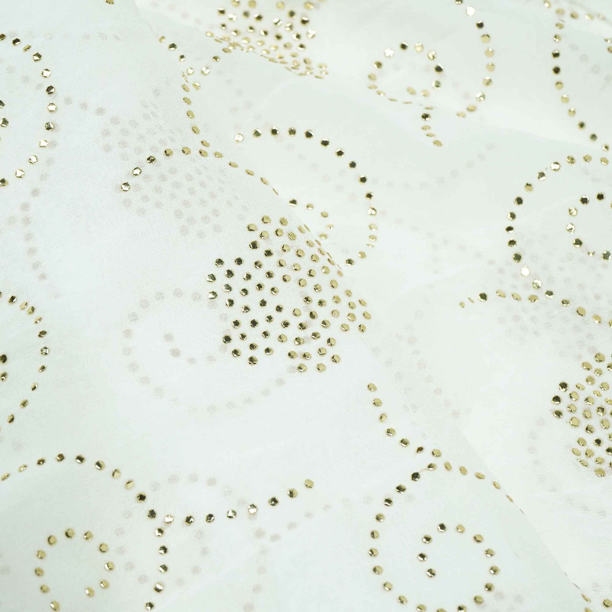 White Floral Mukaish Work Georgette Dyeable Fabric 1289 GT-20774 - Image 3