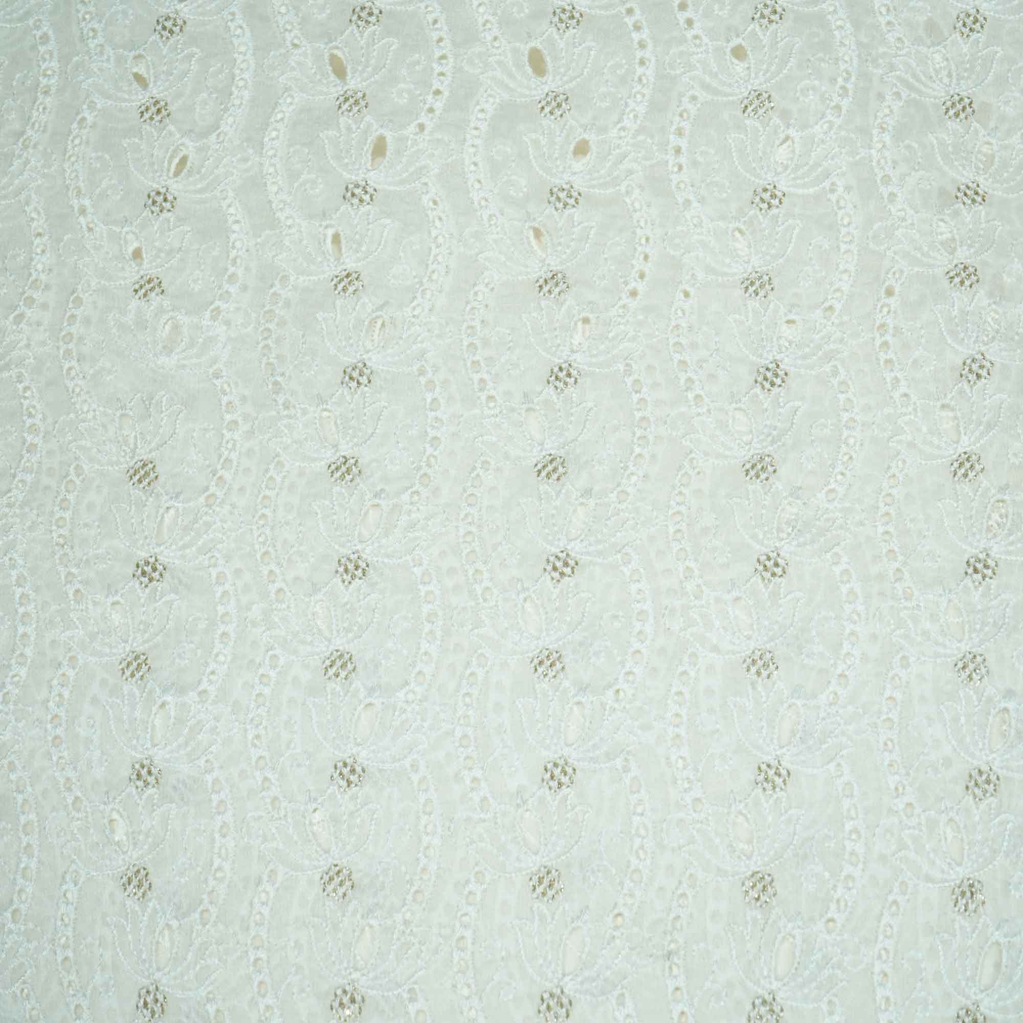 White Floral Sequence Embroidery Organza JD-12255 - Image 4