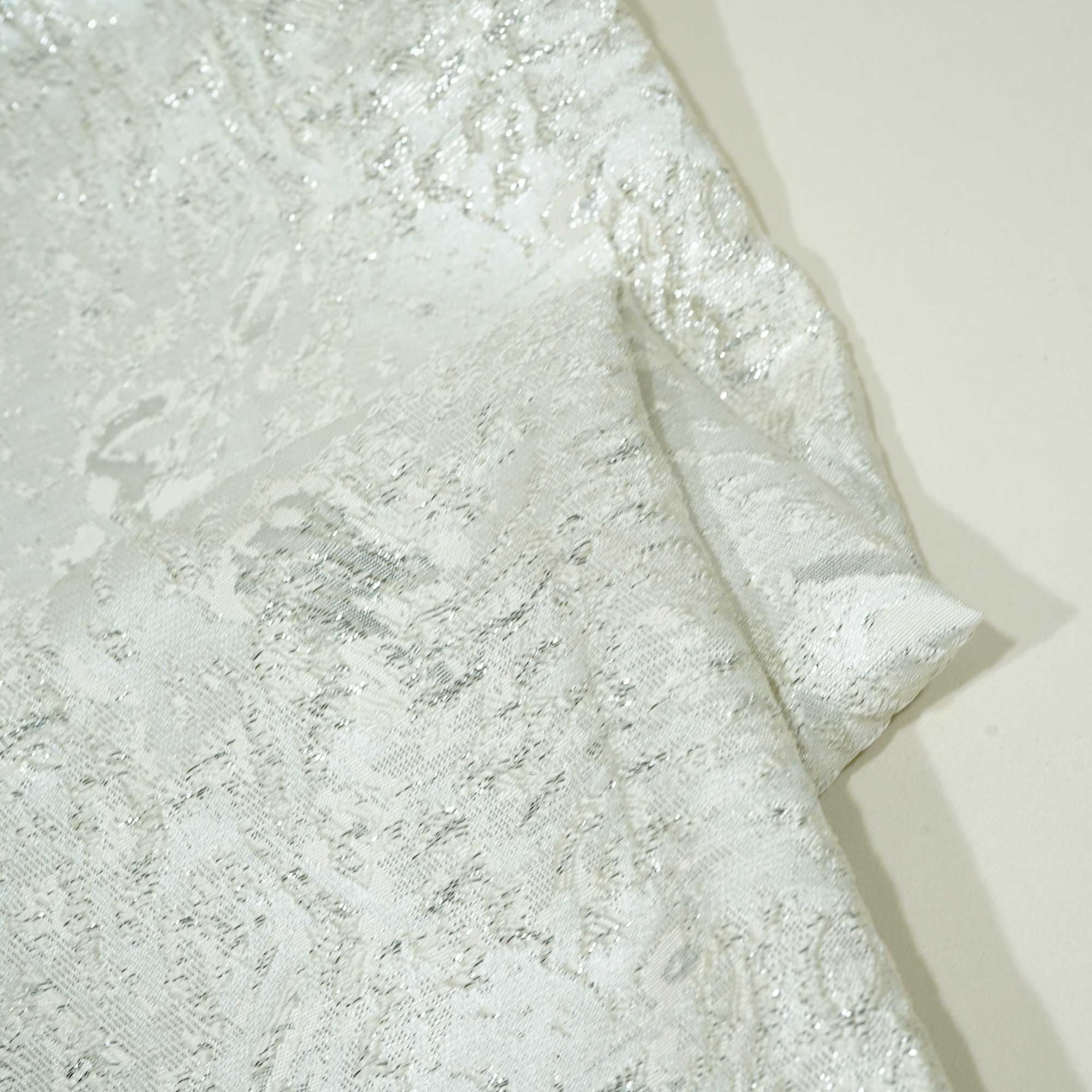 White Floral With Silver Lurex Brocade With Lurex OE-12347 - Image 2