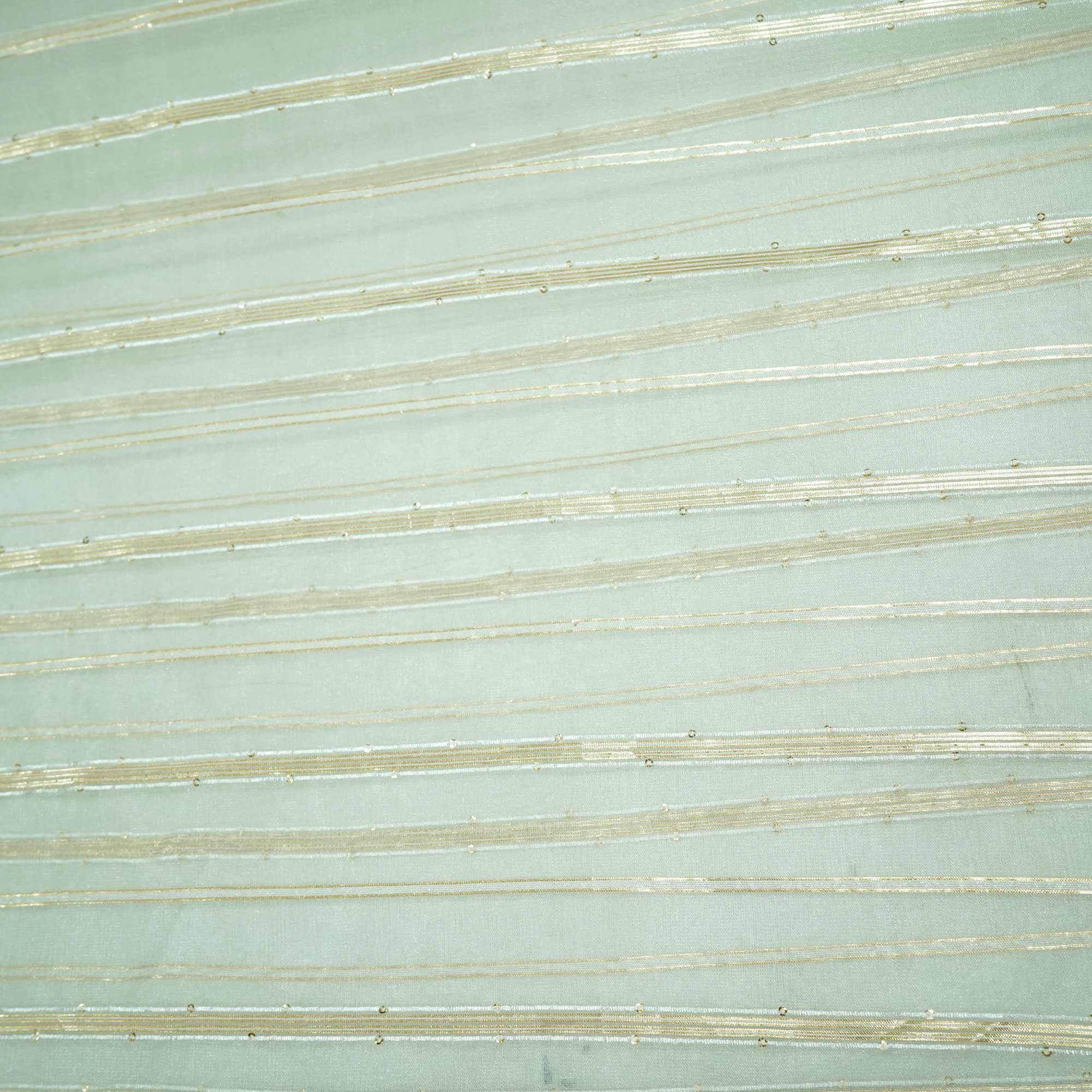 White & Gold Stripe With Lurex Sequence Embroidery Organza ASM-13145 - Image 4
