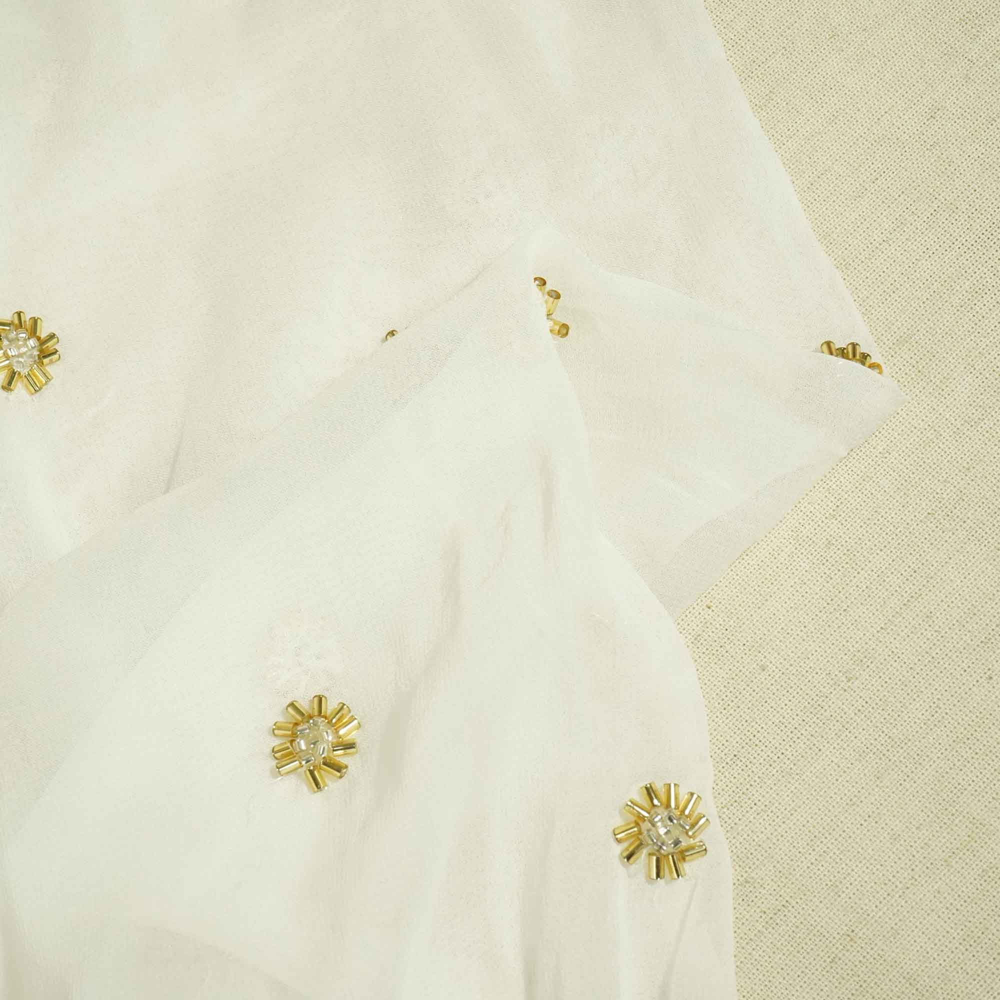 White Golden CutDana Floral Embroidery Georgette KT-17484 - Image 2