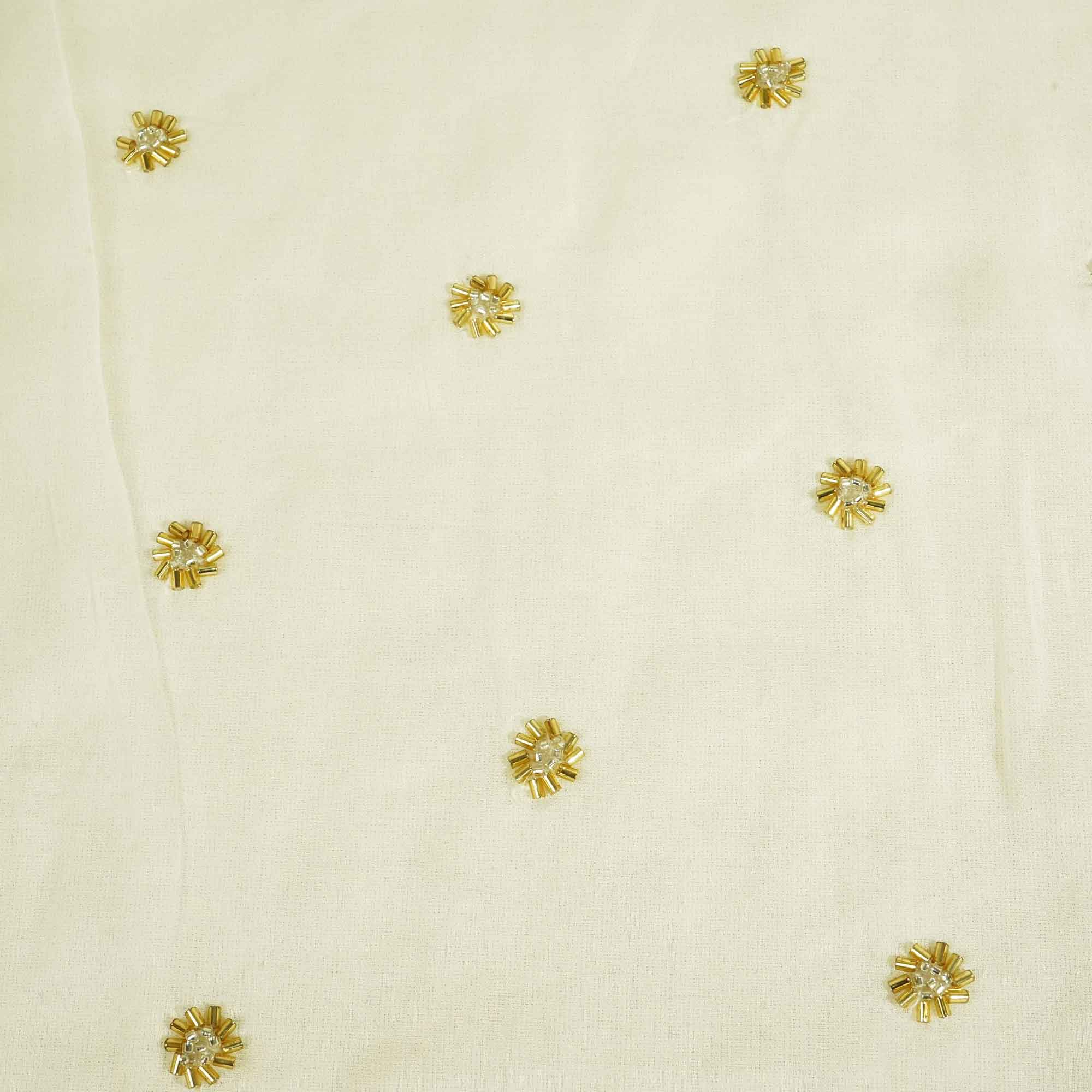 White Golden CutDana Floral Embroidery Georgette KT-17484 - Image 4
