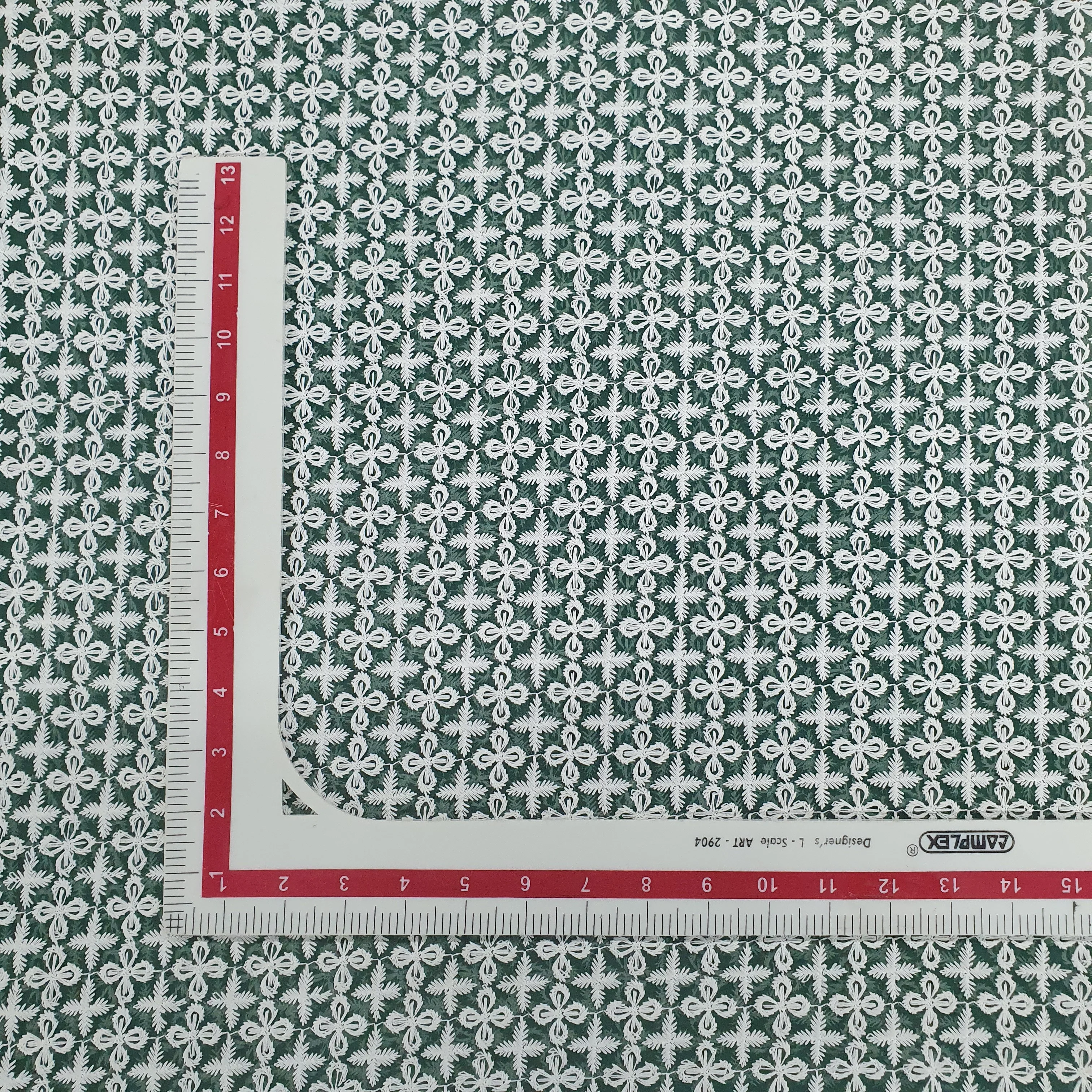 White & Green Embroidery Georgette Fabric - Image 3