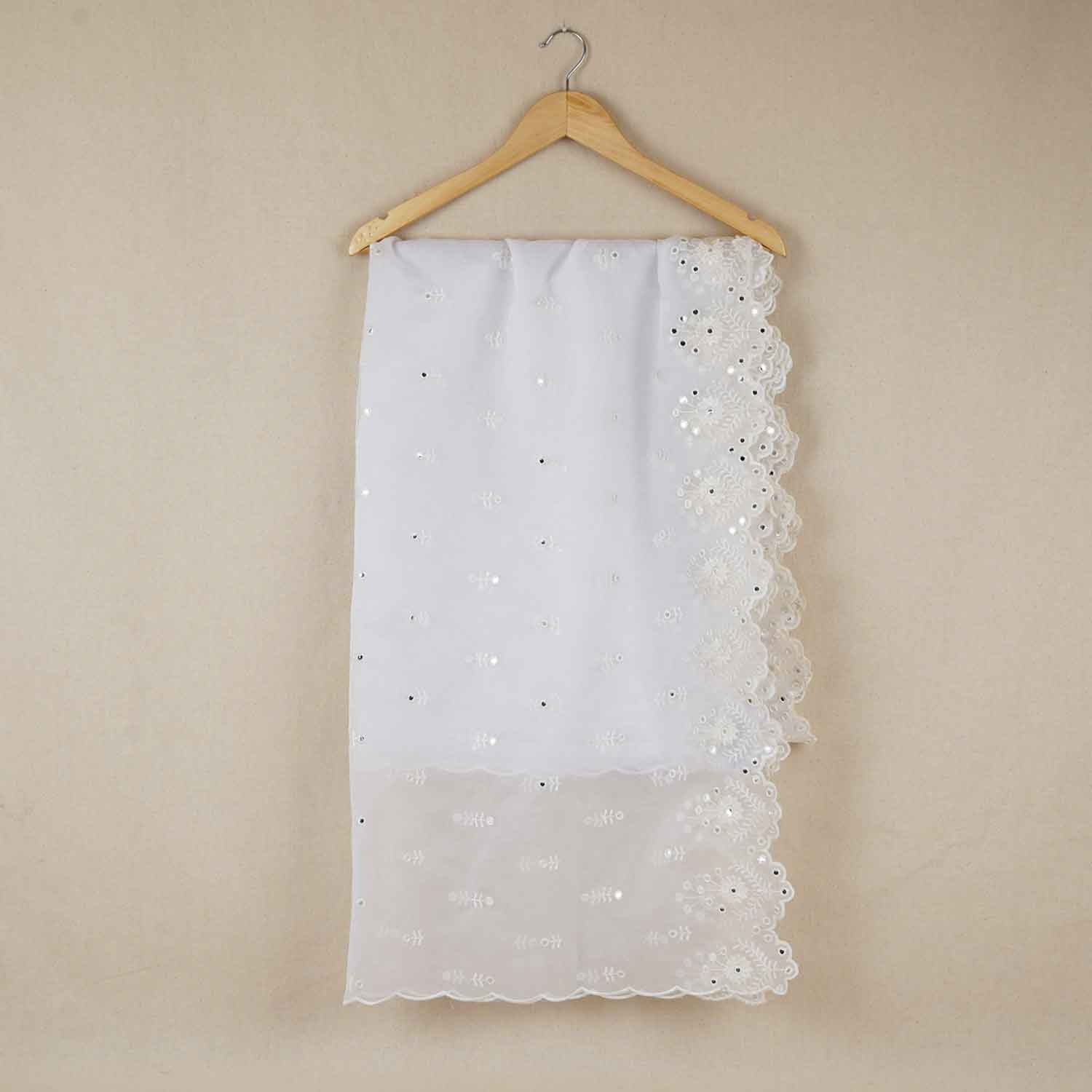 White Mirror Buti Embroidery Dyeable Organza Dupatta TA-28933 - Image 2