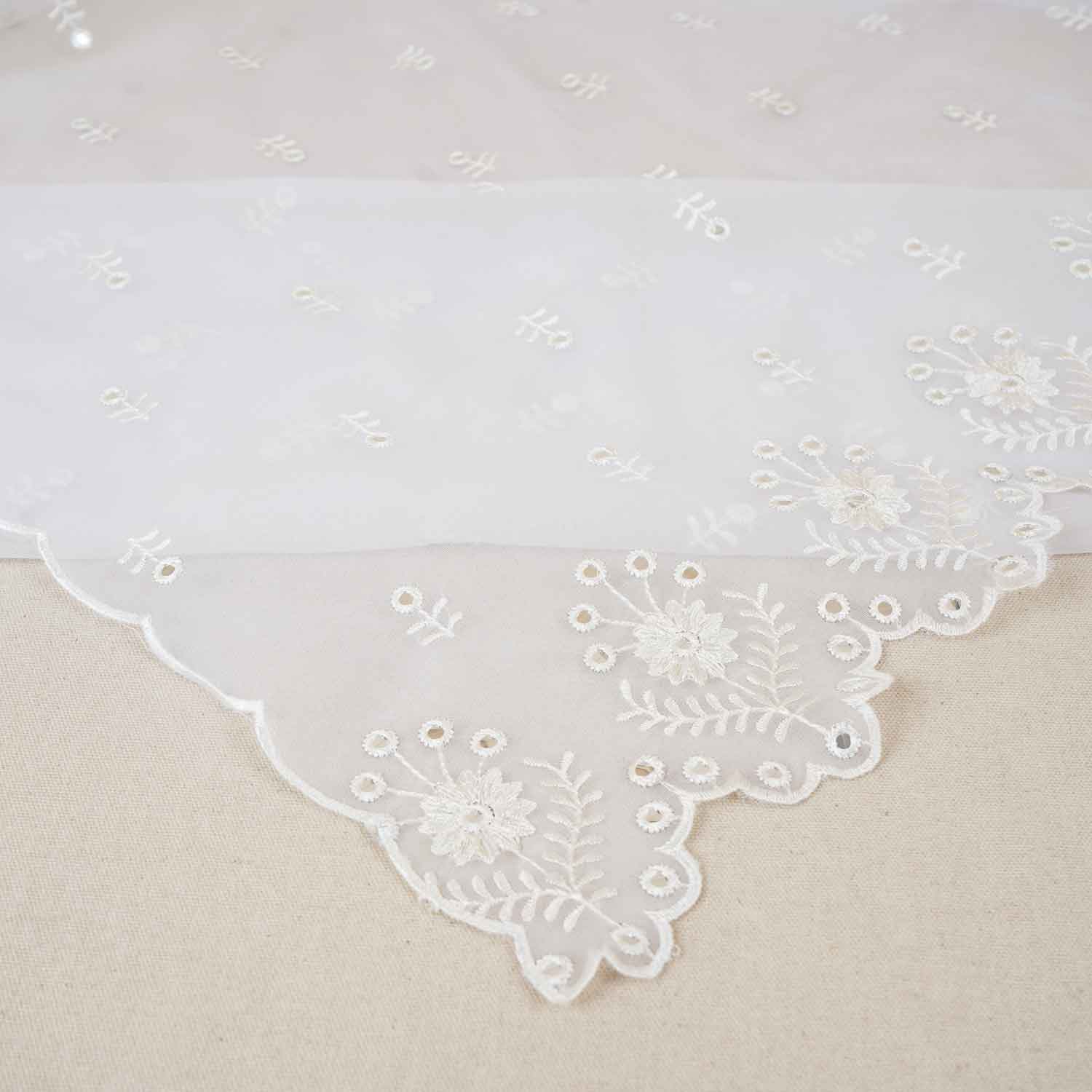White Mirror Buti Embroidery Dyeable Organza Dupatta TA-28933 - Image 3