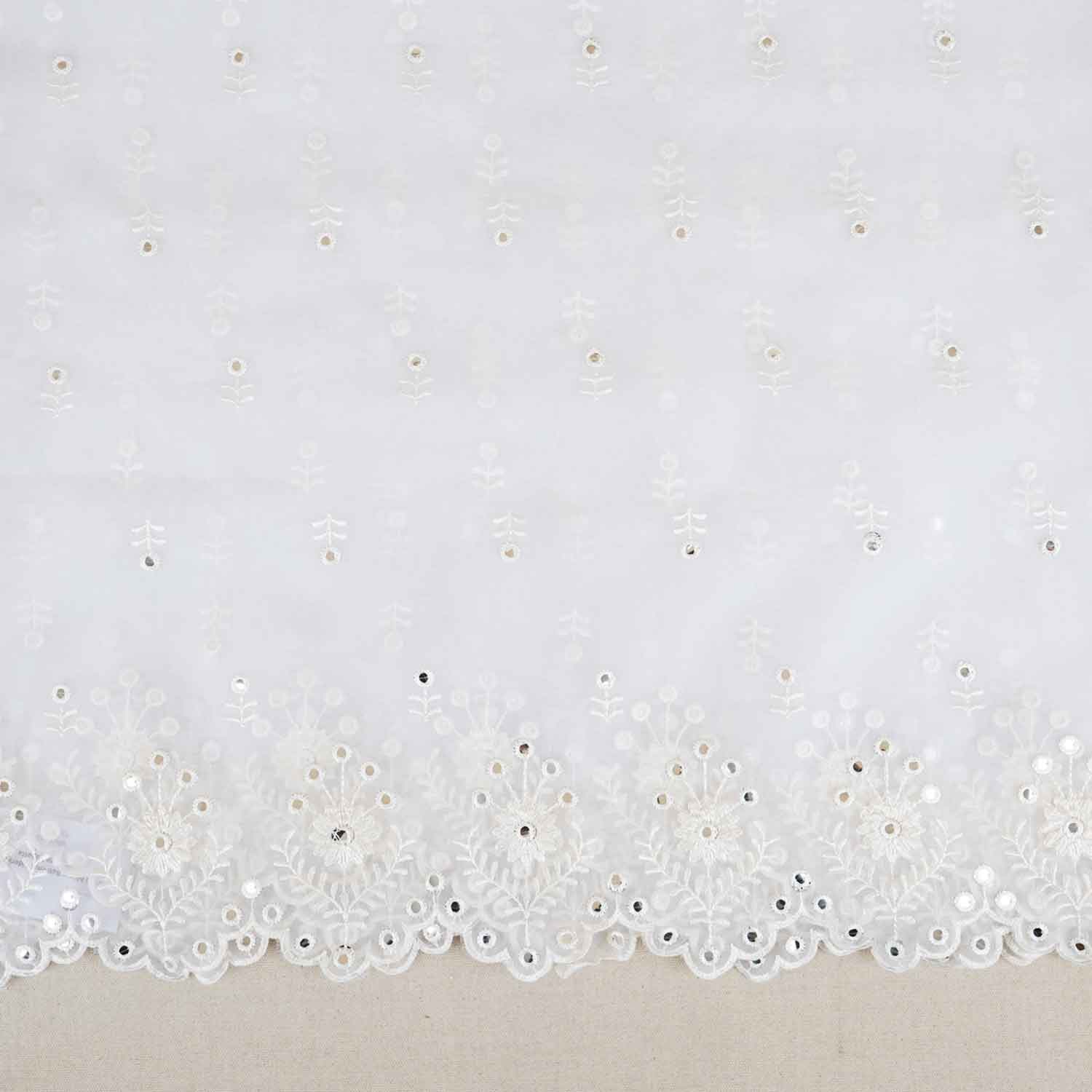 White Mirror Buti Embroidery Dyeable Organza Dupatta TA-28933 - Image 4