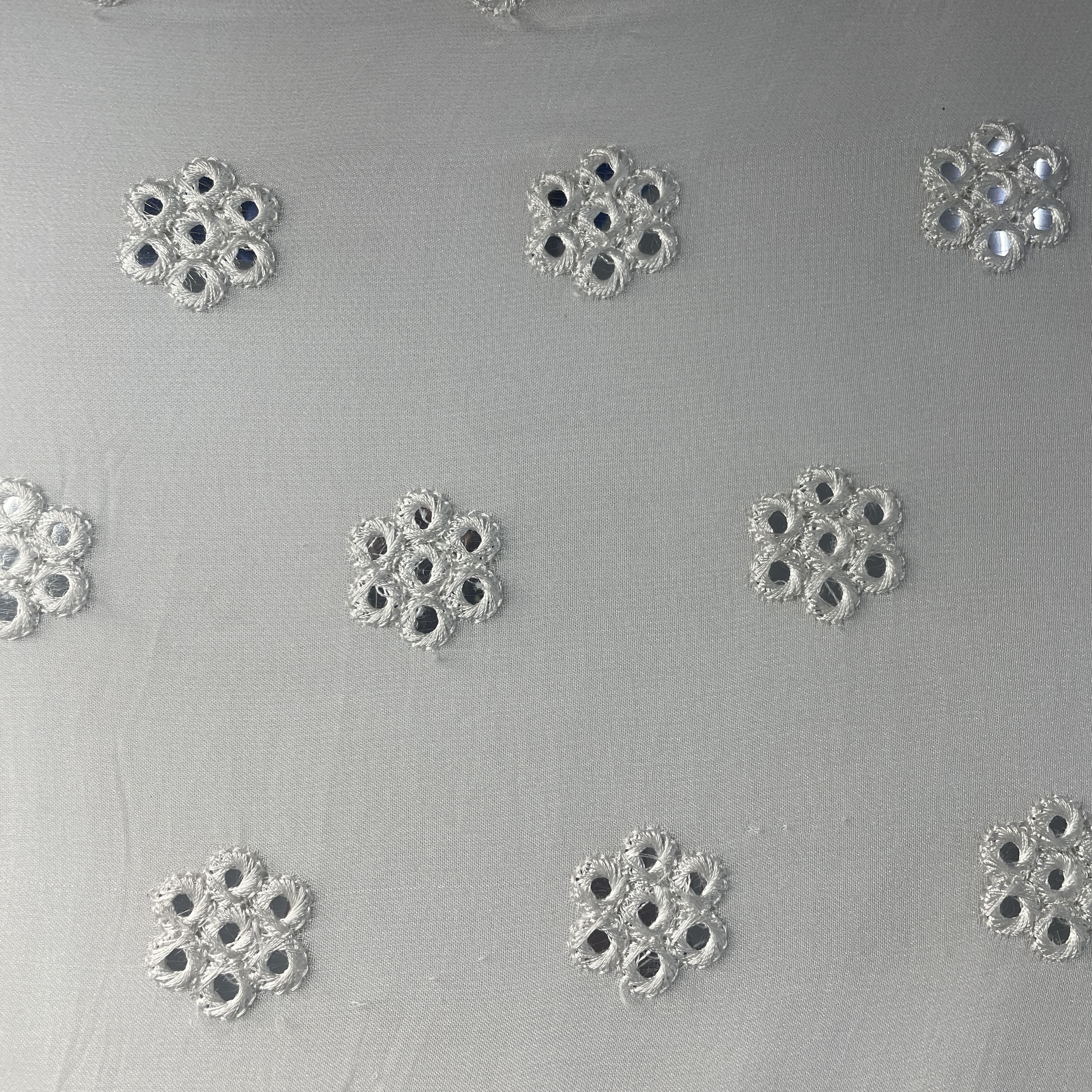 White Mirror Thread Embroidery Dyeable Georgette Fabric 19884 - Image 3