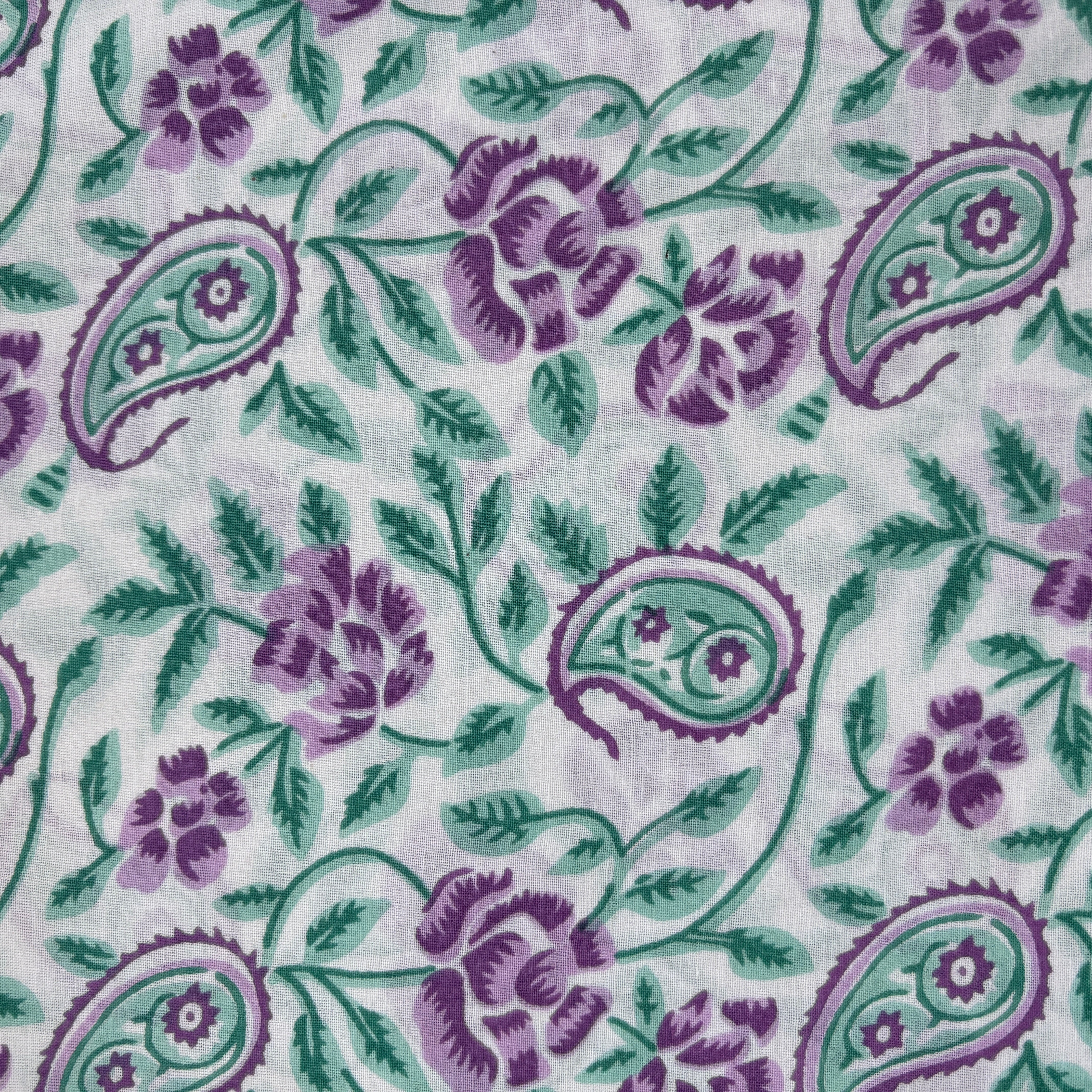 White Purple Paisley Print Cotton Fabric 16063 - Image 3