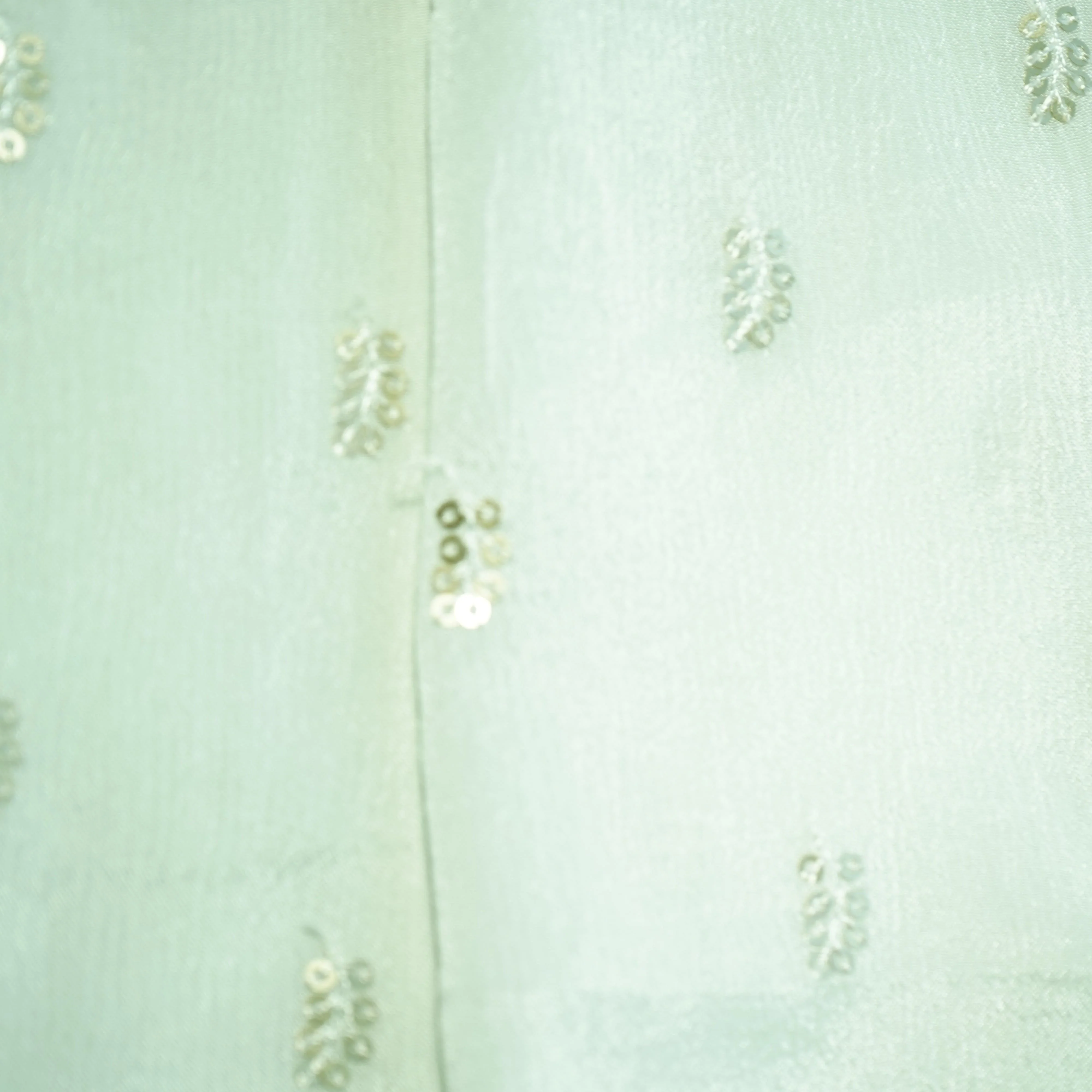 White Sequins Embroidery Chinnon Chiffon Dyeable Fabric - Image 2