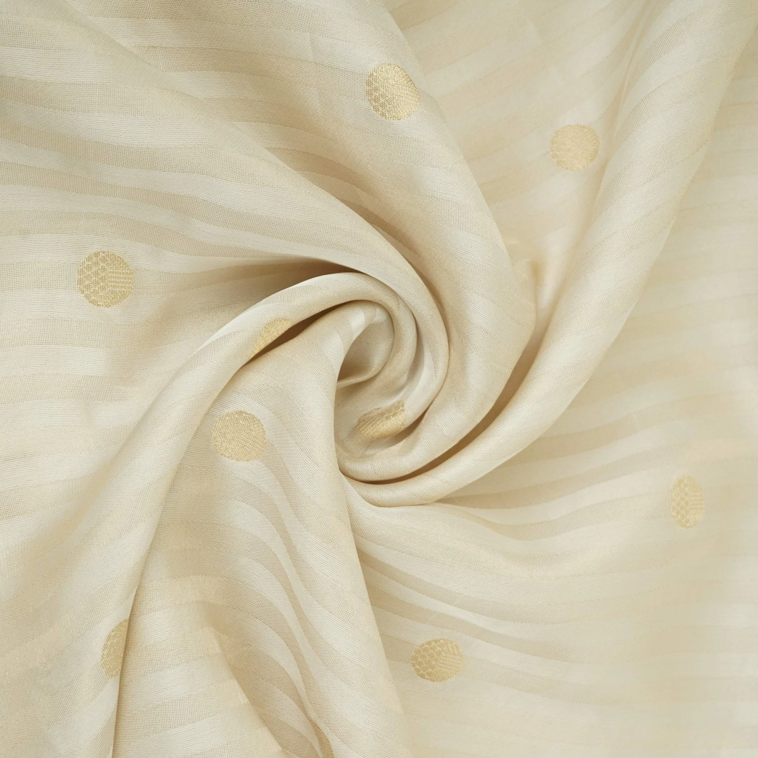 White & Silver Zari Buti Stripes Kanjivaram Silk Fabric MTI-32455 - Image 4